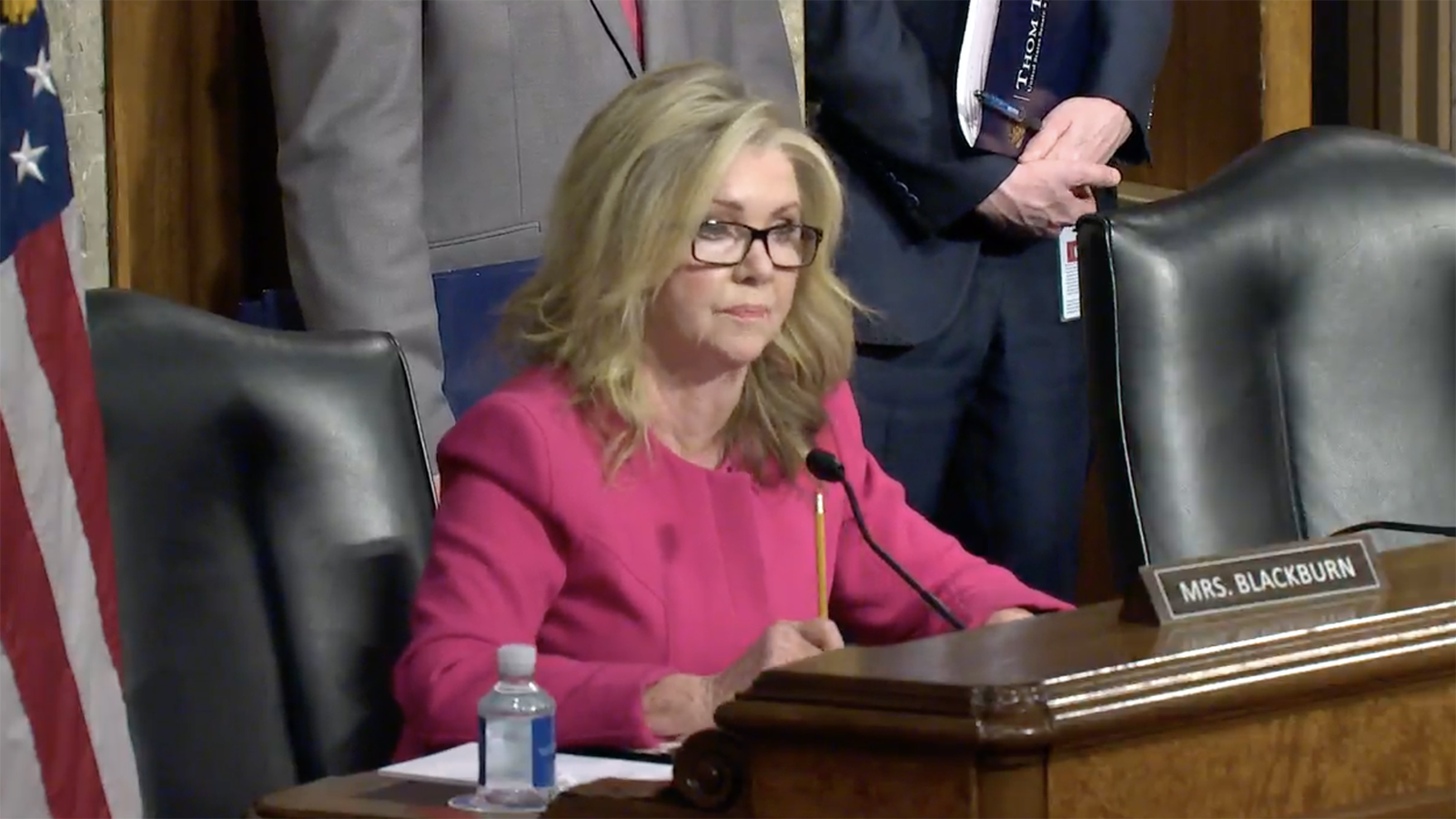 Senator Marsha Blackburn speaking during the hearing today.