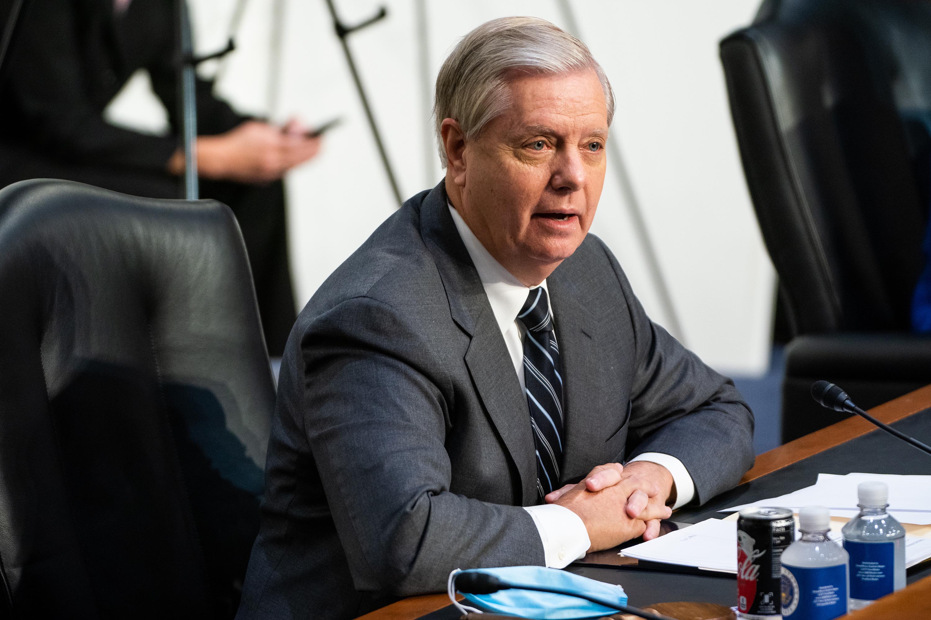 Lindsey Graham speaks during the Senate Judiciary Committee on the first day of Amy Coney Barrett’s Supreme Court confirmation hearing on Capitol Hill on October 12.