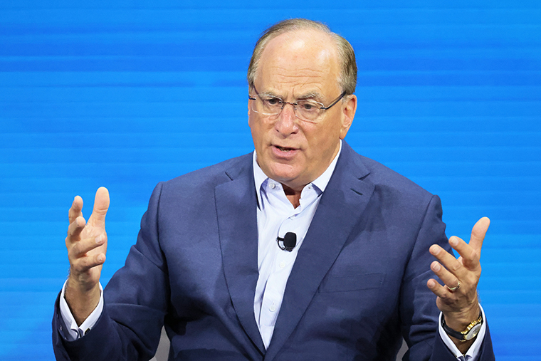 BlackRock CEO Larry Fink speaks during the New York Times DealBook Summit on November 30, 2022 in New York City. 