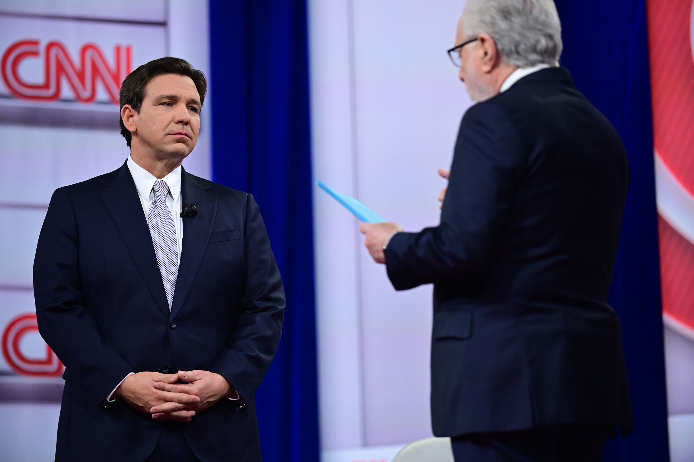 DeSantis participates in a CNN Republican Presidential Town Hall moderated by CNN’s Wolf Blitzer on Tuesday in New Hampshire.