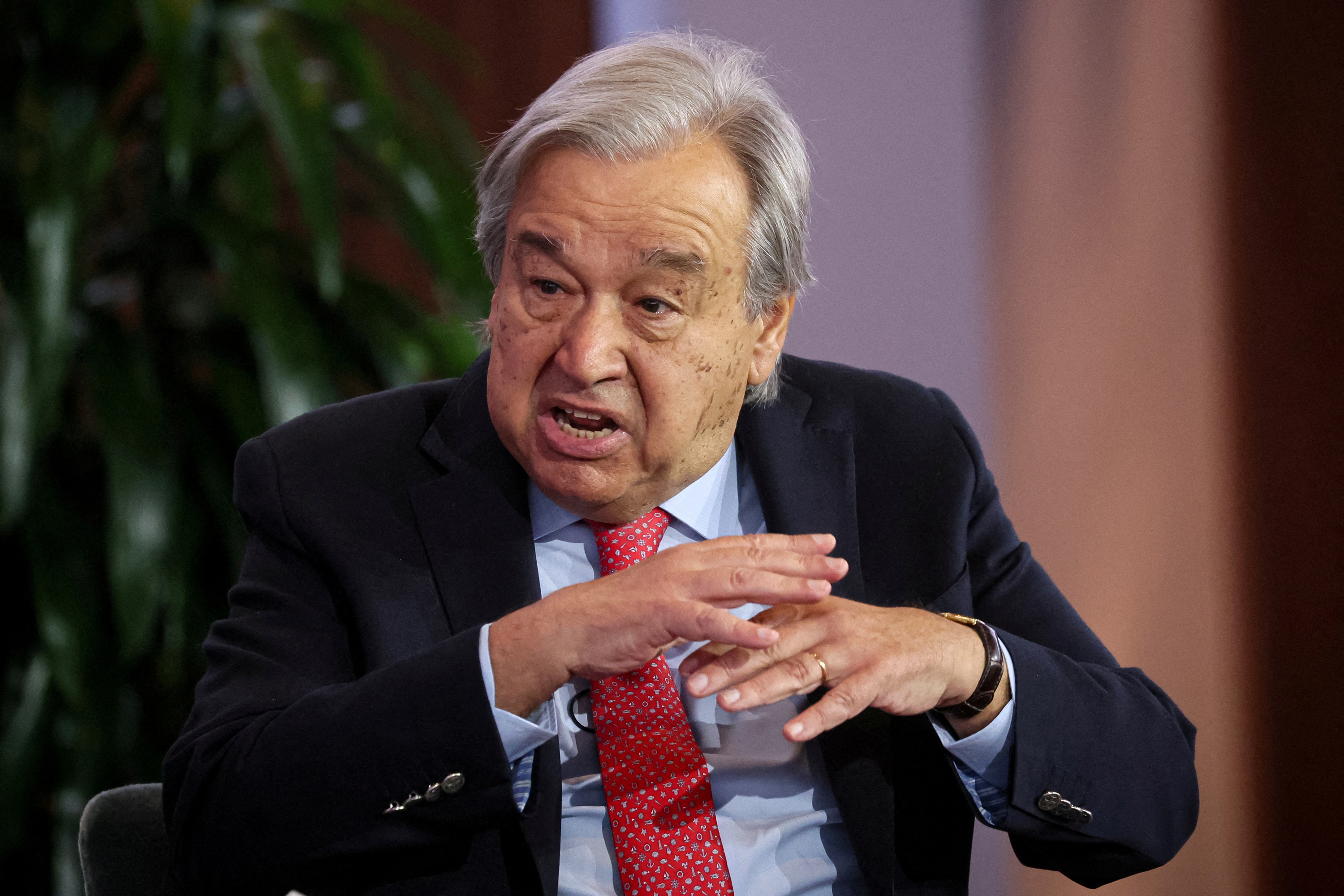 Antonio Guterres speaks at the ReutersNEXT Newsmaker event in New York City, on November 8.