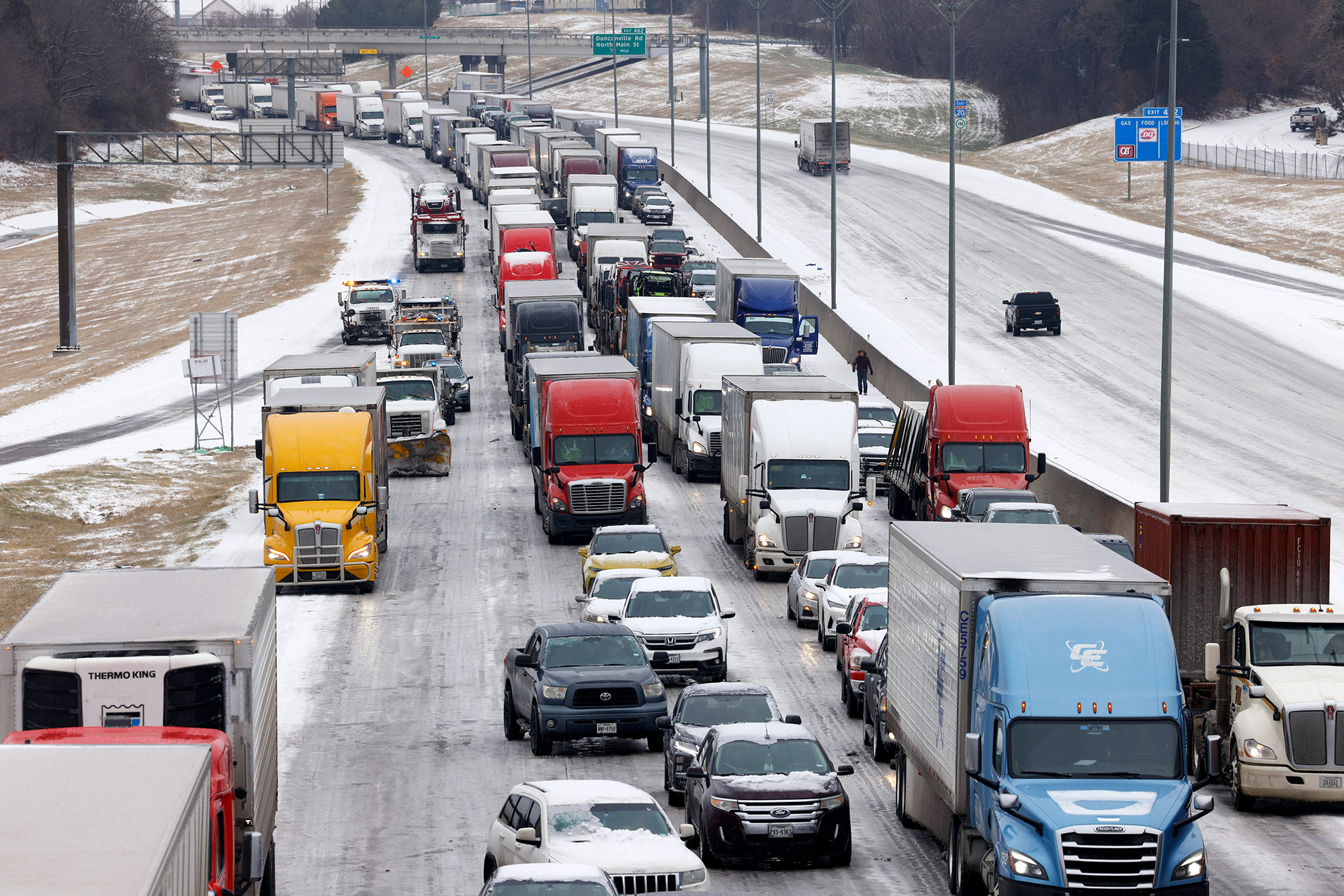 Traffic travels along a Dallas highway on January 31. 