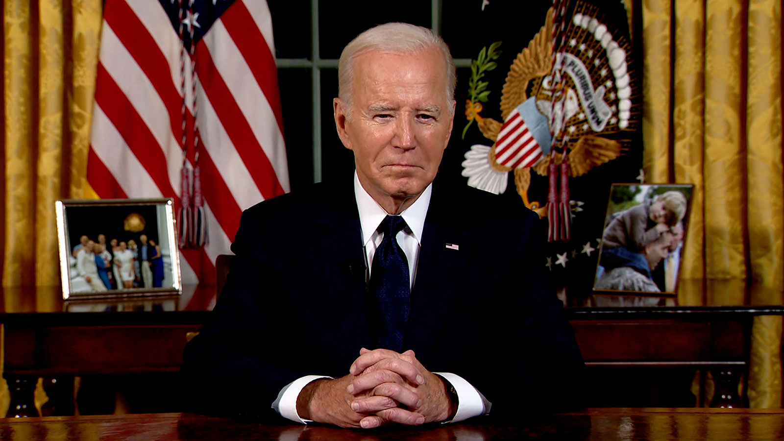 Biden speaks during an address from the Oval Office on Thursday, October 19.