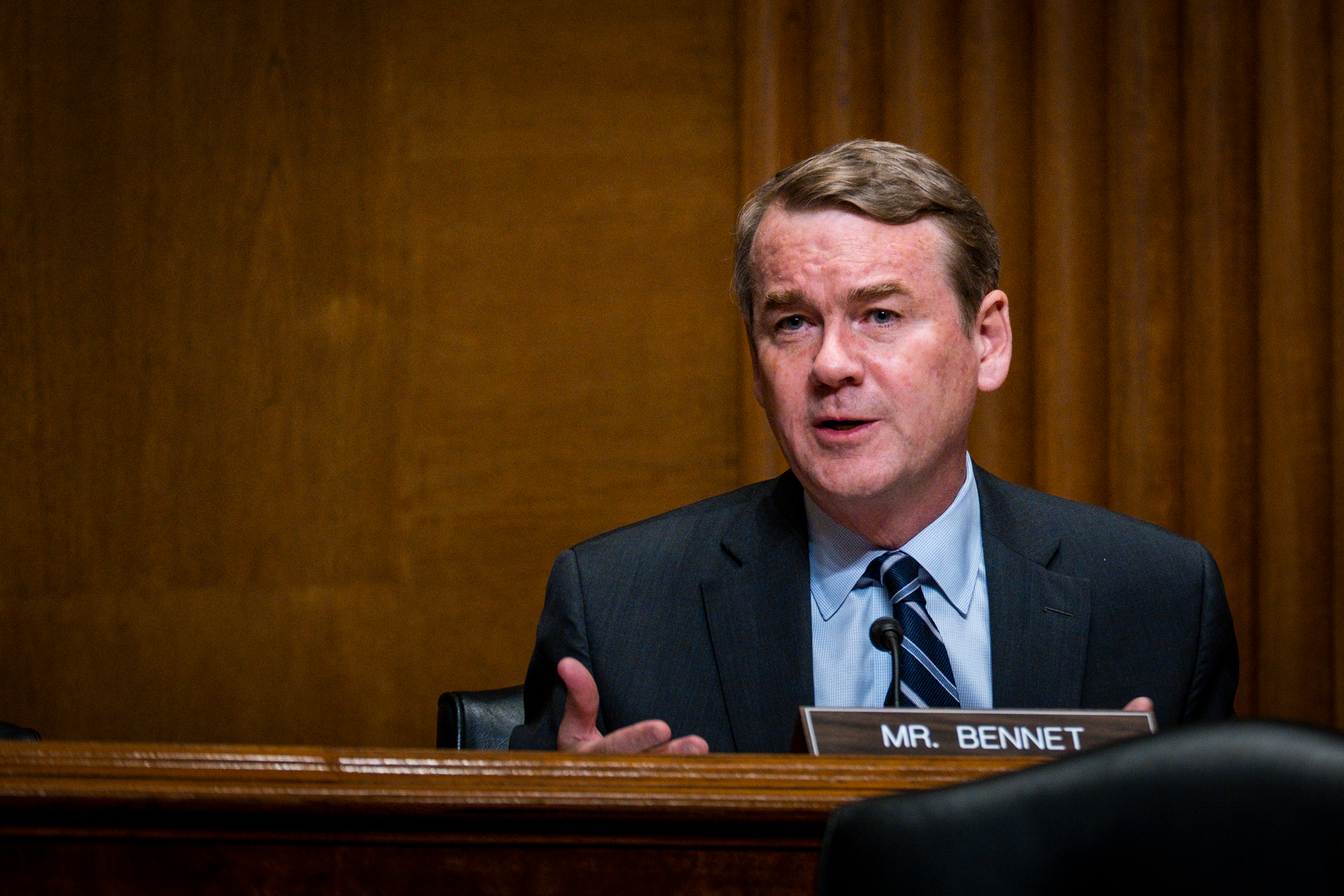 Sen. Michael Bennett speaks during a Senate Finance Committee hearing on May 12, in Washington, DC. 