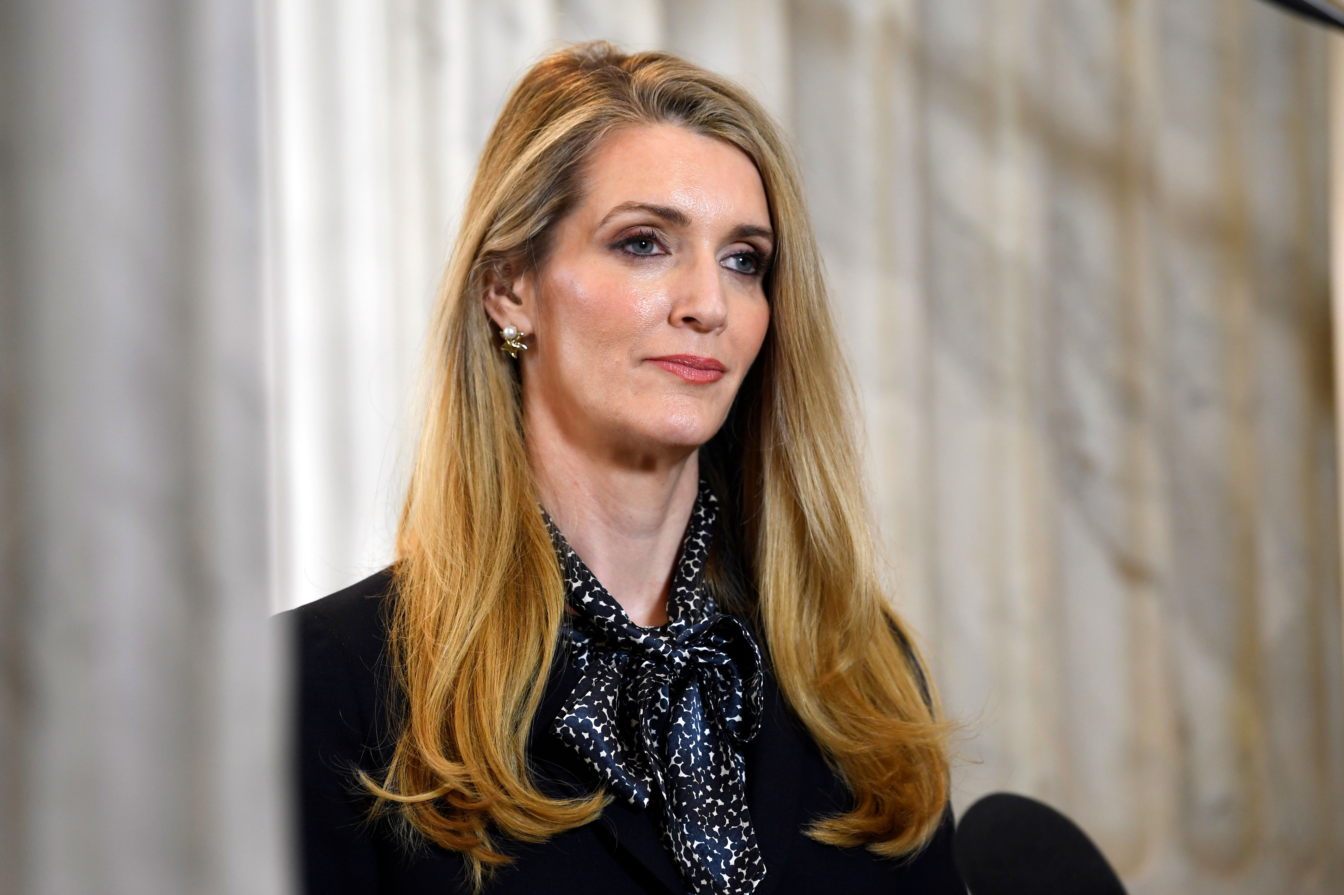 Georgia Sen. Kelly Loeffler waits for a television interview in Washington, DC, on March 20.