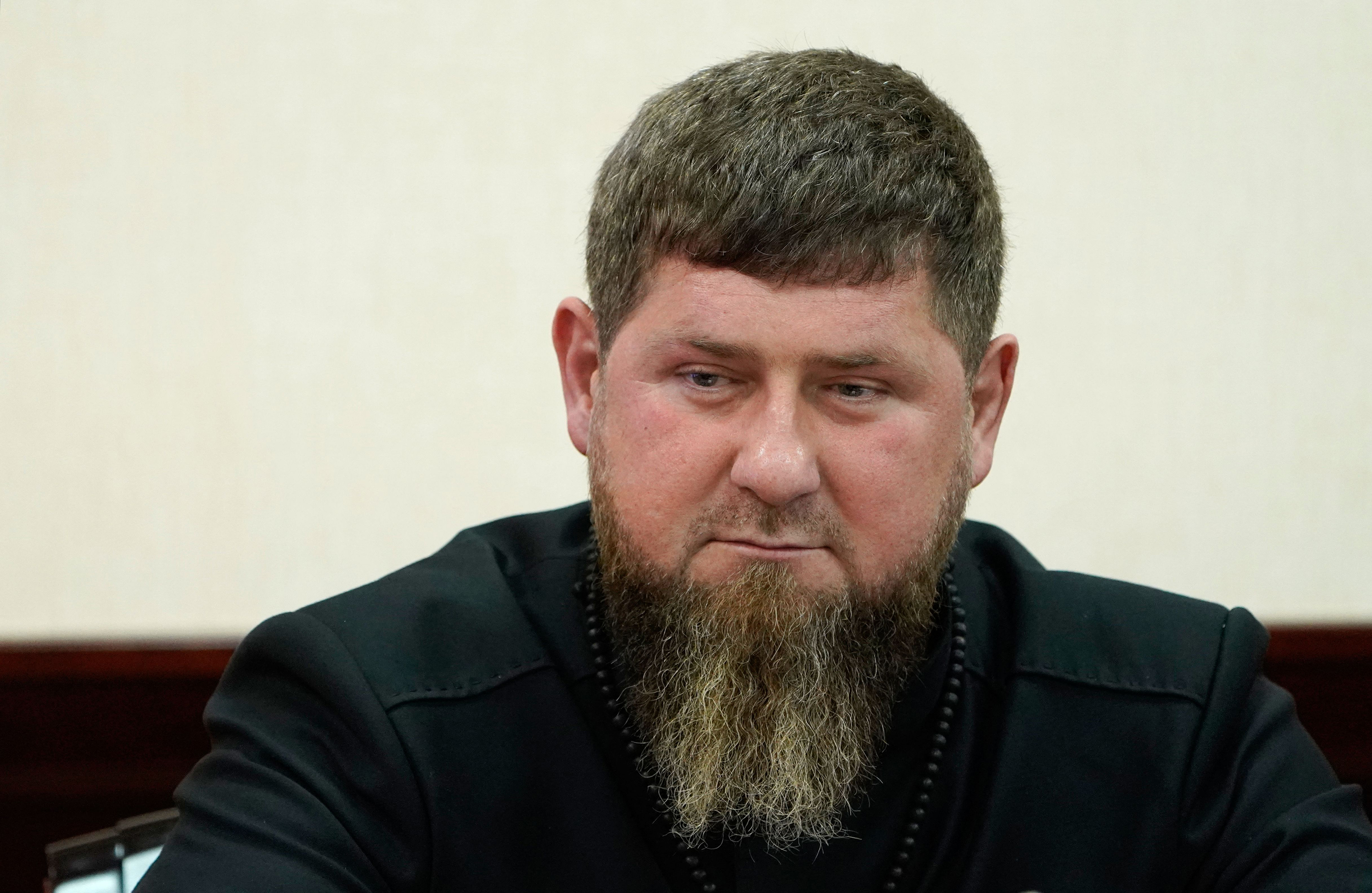 Chechen leader Ramzan Kadyrov is pictured at a meeting chaired by Russian President Vladimir Putin in Pyatigorsk on May 19.