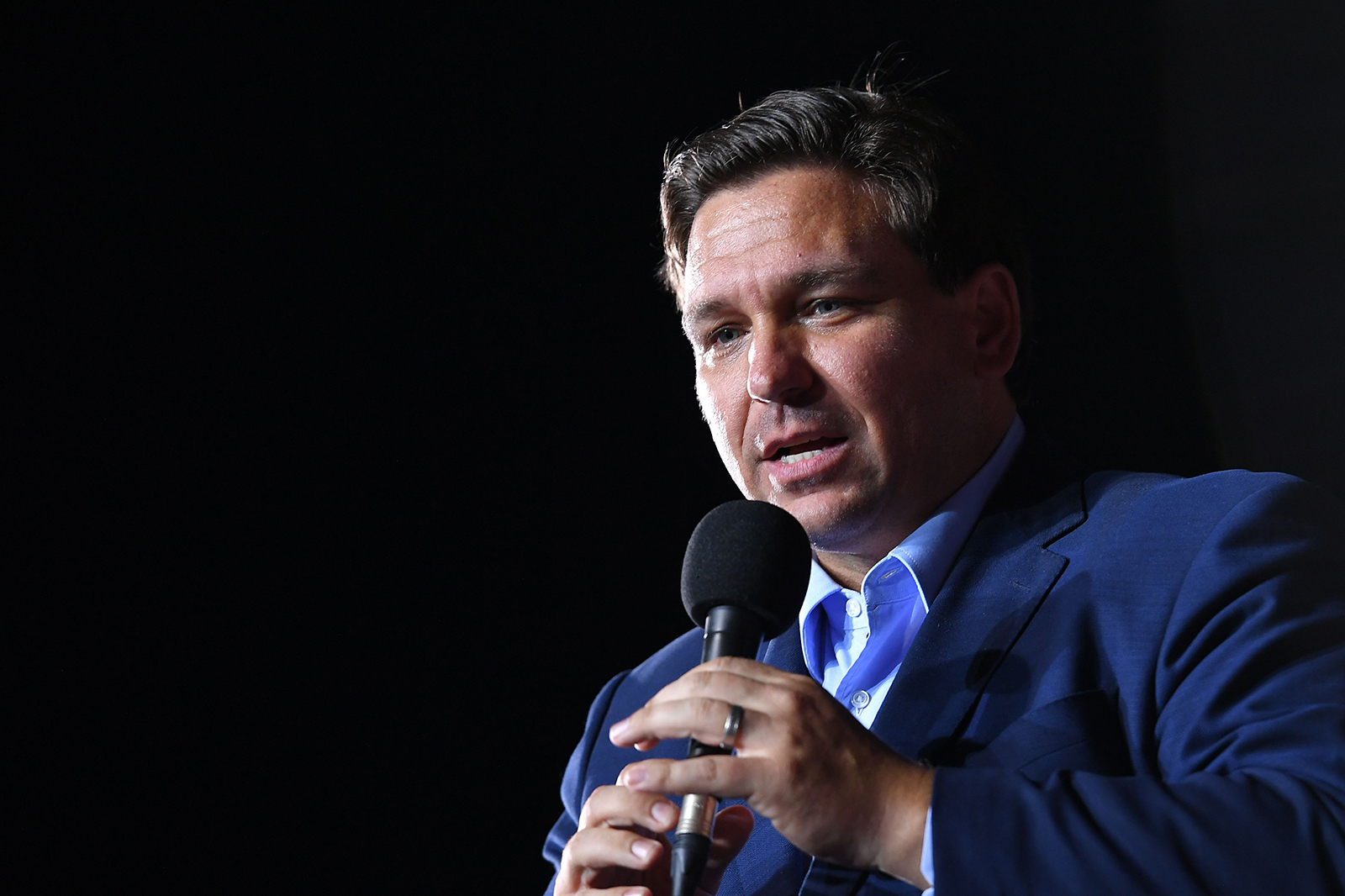 Florida Gov. Ron DeSantis speaks during a campaign rally for President Donald Trump at Pensacola International Airport in Pensacola, Florida, on October 23.