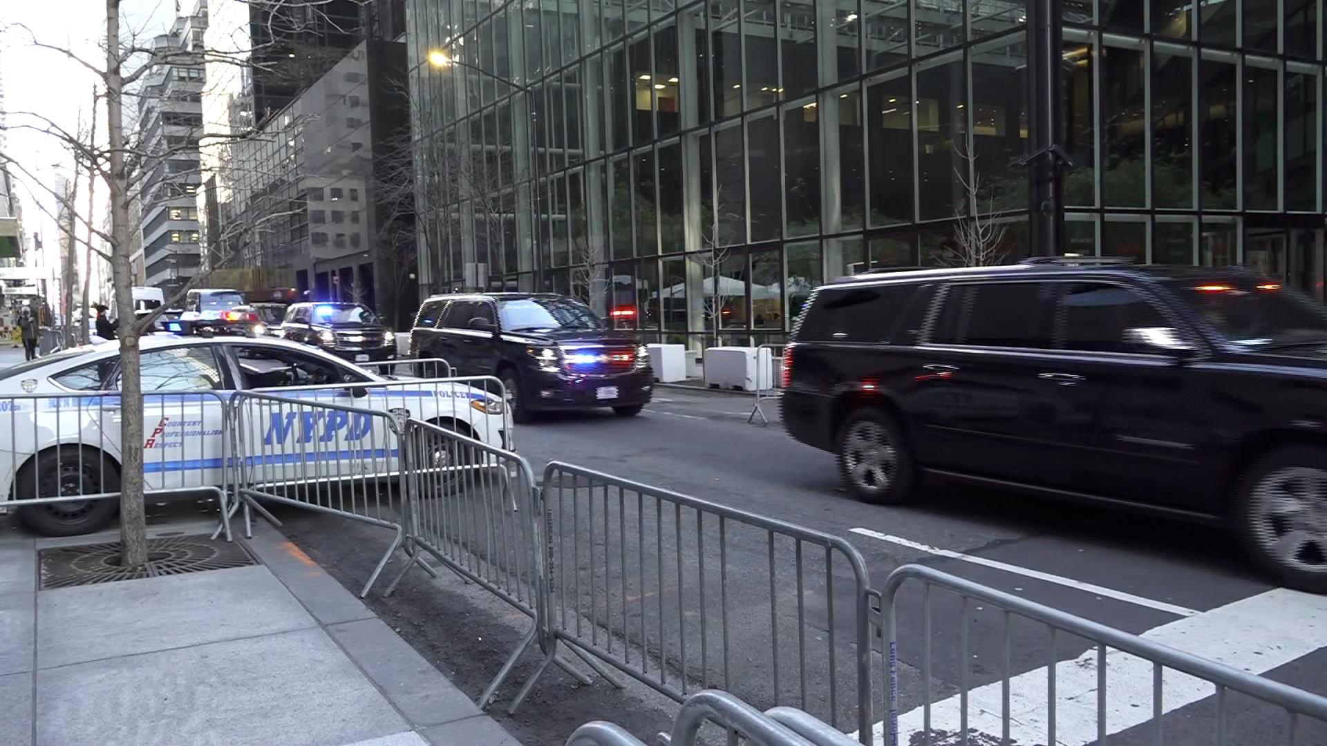 Donald Trump motorcade is seen in New York City on Thursday.
