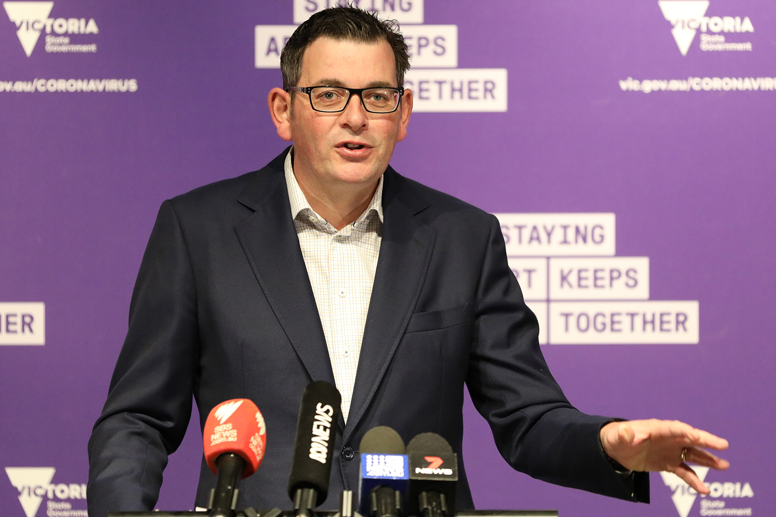 El primer ministro de Victoria, Daniel Andrews, habla durante una conferencia de prensa el 28 de junio en Melbourne, Australia. 