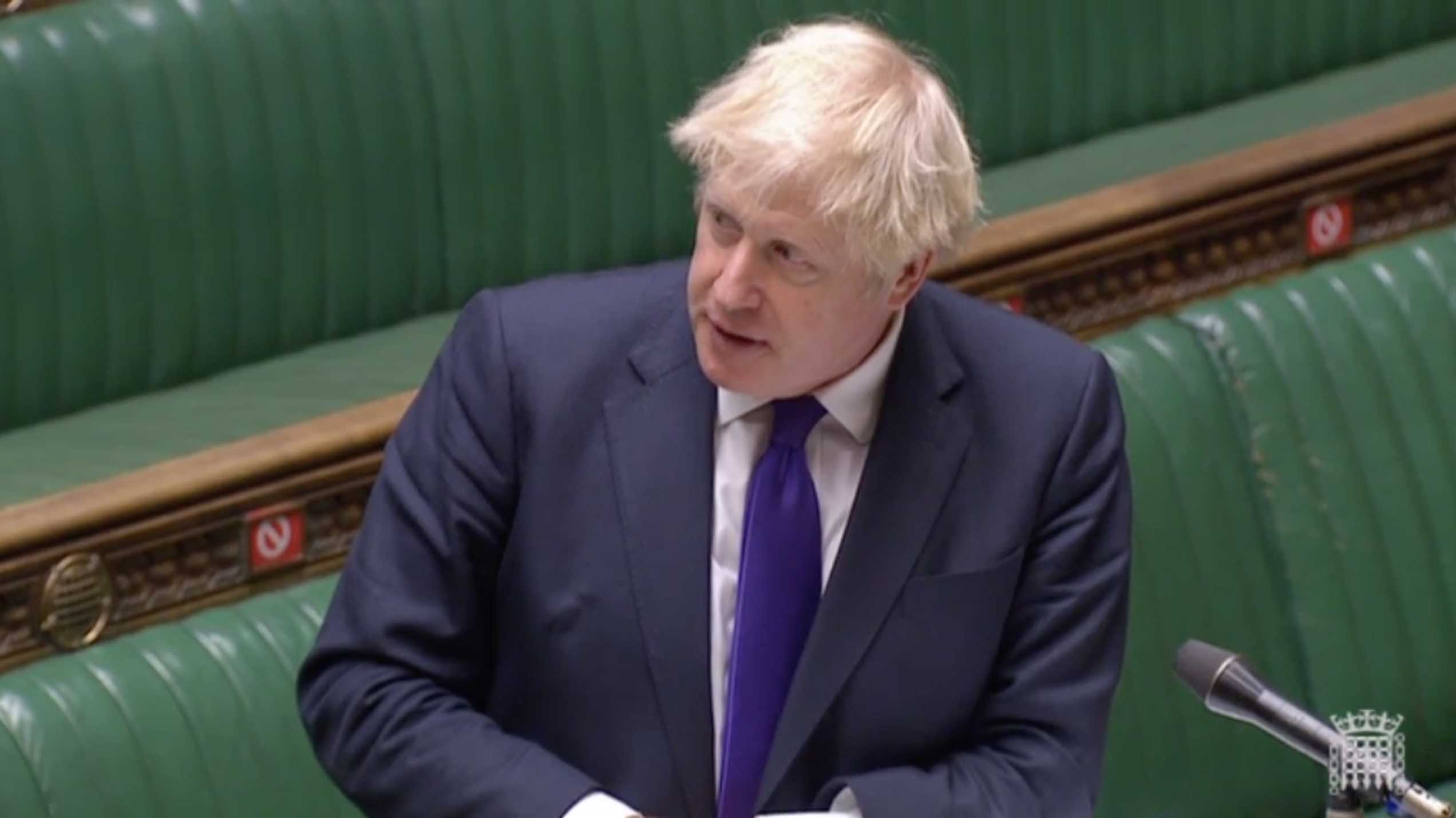 British Prime Minister Boris Johnson speaks in the House of Commons, in London, on Wednesday, December 2.