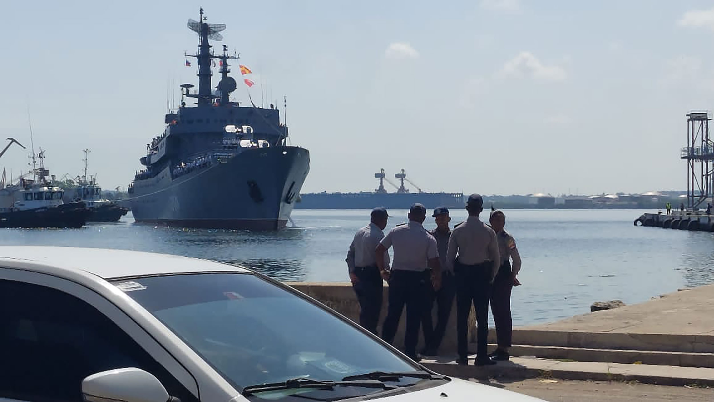 The Russian navy's training class ship Perekop is seen in Havana, Cuba on July 11, 2023.