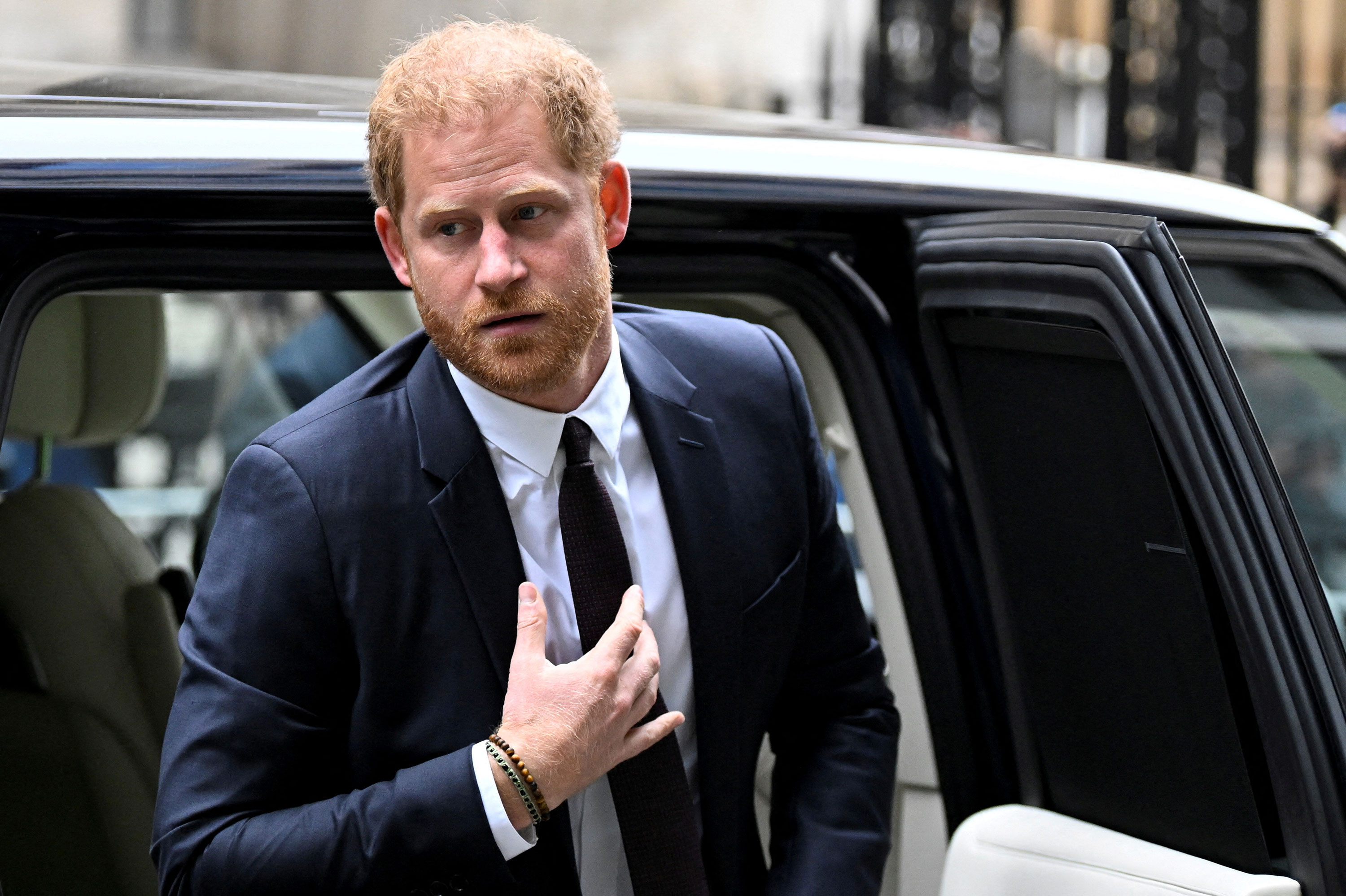 Prince Harry arrives at the Rolls Building of the High Court in London on Tuesday.