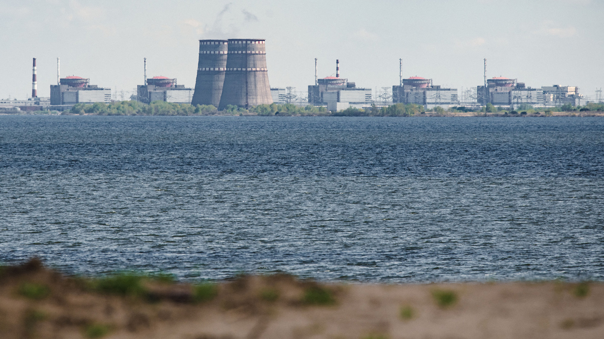 The Zaporizhzhia nuclear power plant, in the Russian-controlled area of Enerhodar, Ukraine, is seen on April 27.