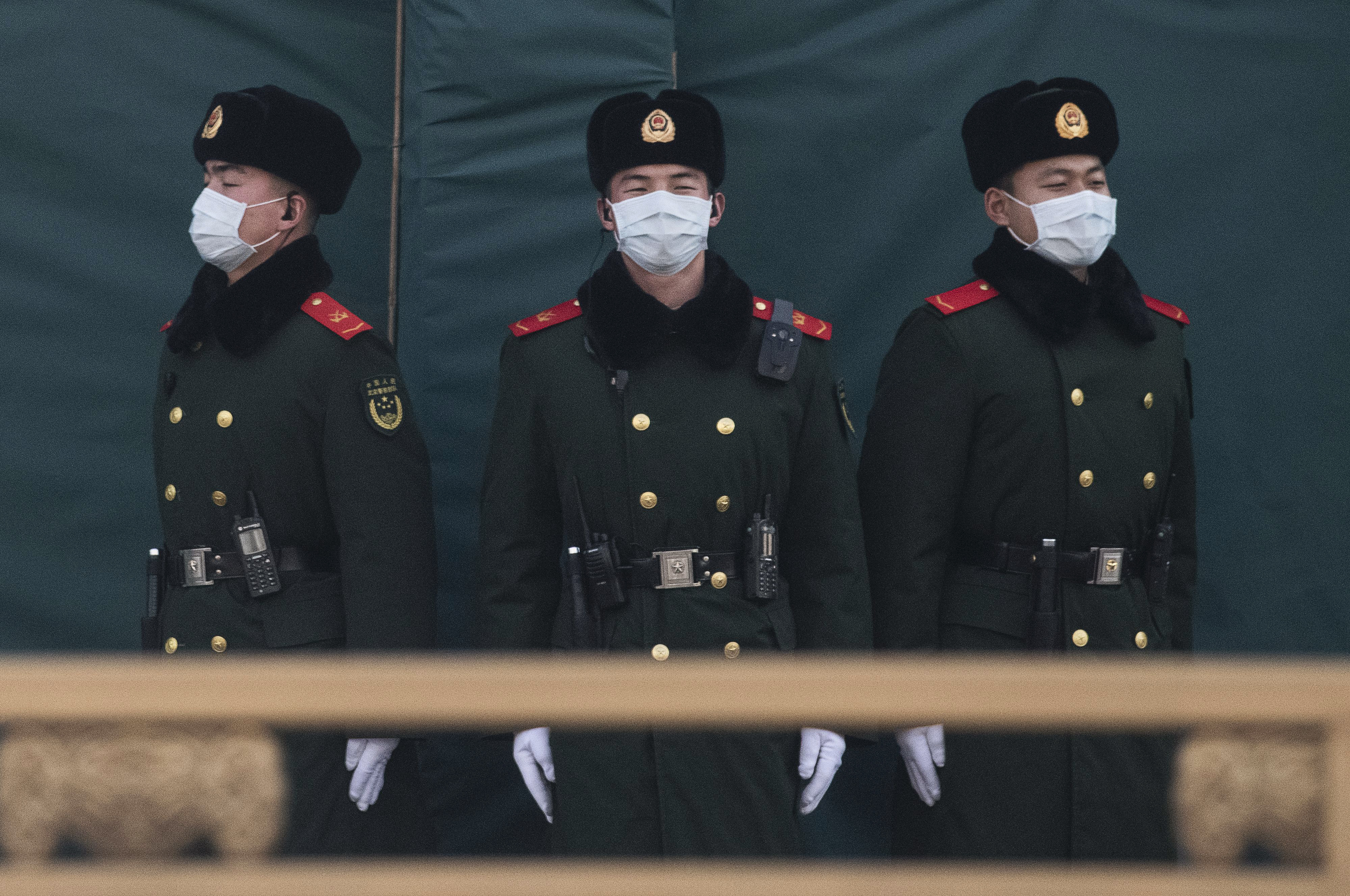 Chinese police in Beijing on January 31.
