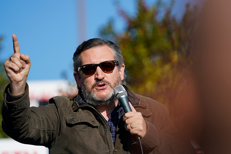 Cruz speaks at a campaign rally for Sen. Kelly Loeffler, on Saturday, January  2, in Cumming, Georgia. 