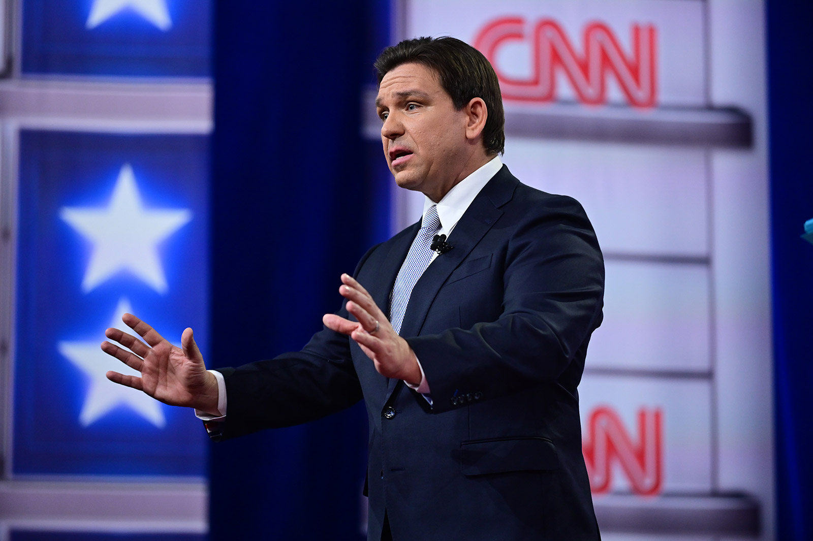 Florida Gov. Ron DeSantis speaks during the CNN town hall on Tuesday.