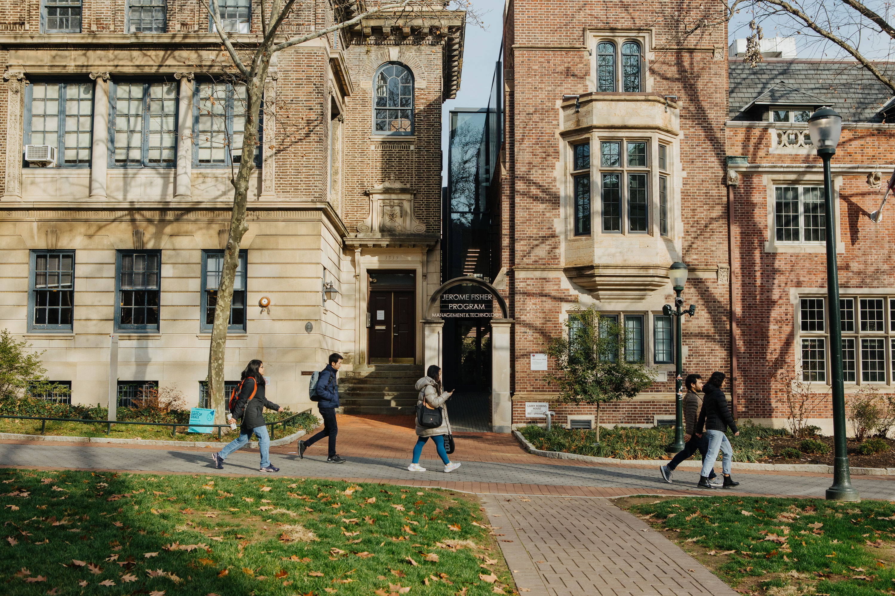 Students walk on the University of Pennsylvania campus in Philadelphia on December 8. 