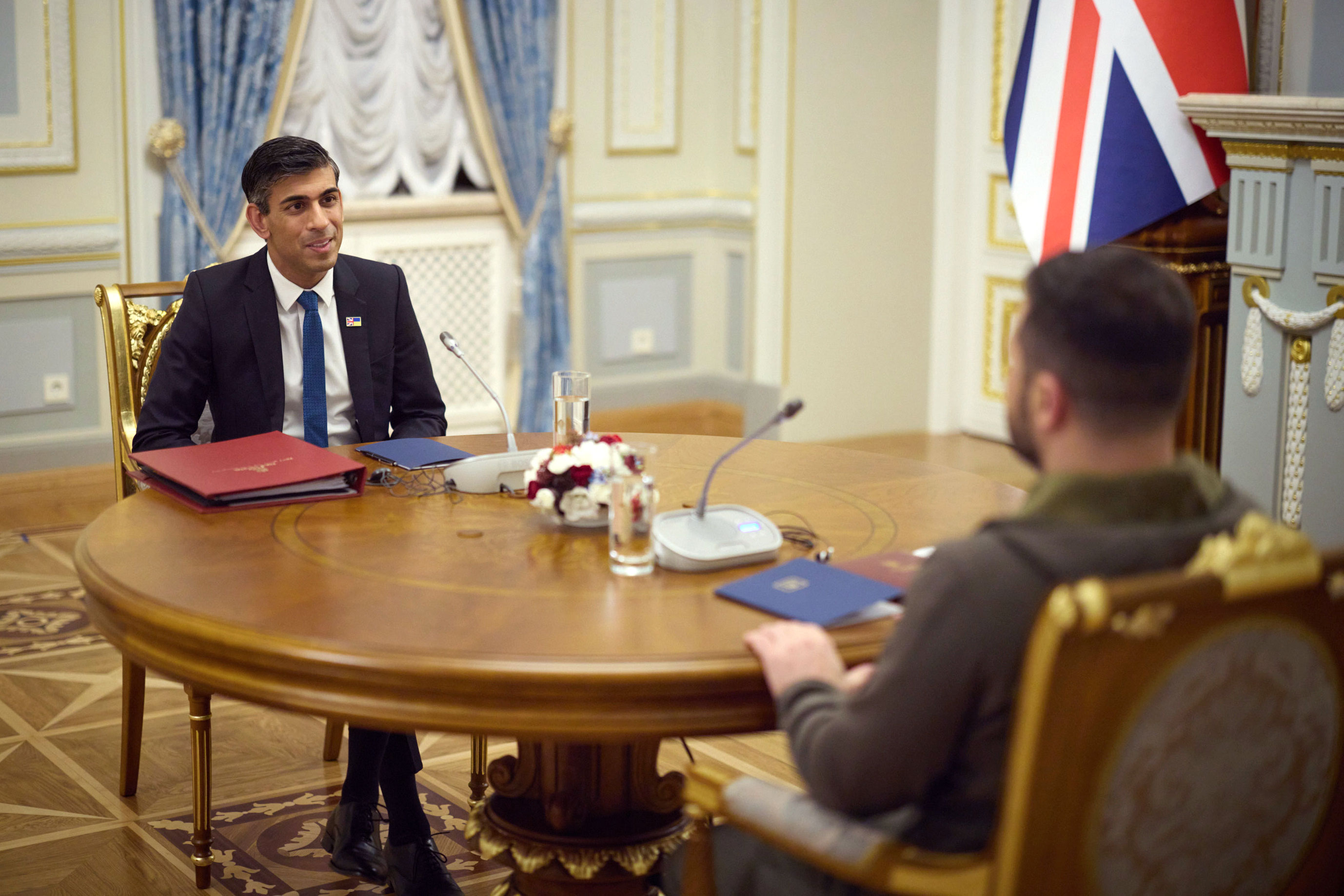 UK Prime Minister Rishi Sunak meets with Ukrainian President Volodymyr Zelensky in Kyiv, Ukraine, on Saturday, November 19. 
