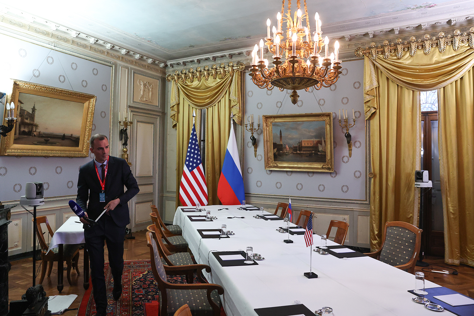 A room at the Villa La Grange arranged for Russian President Vladimir Putin and US President Joe Biden to hold their June 16 extended meeting as part of the US-Russia summit. 