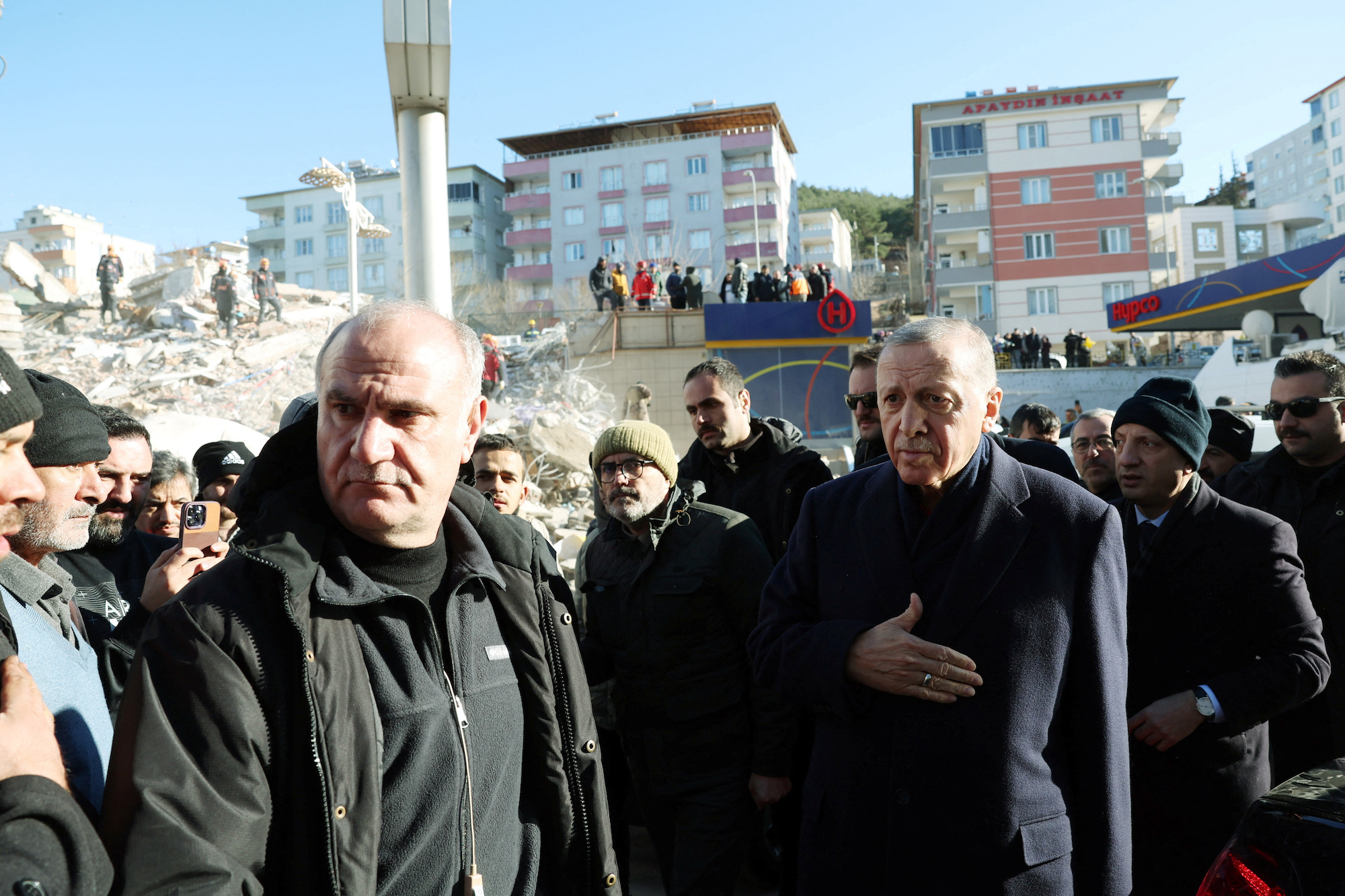 Turkish President Tayyip Erdogan meets with people in Kahramanmaras, Turkey, on Wednesday.
