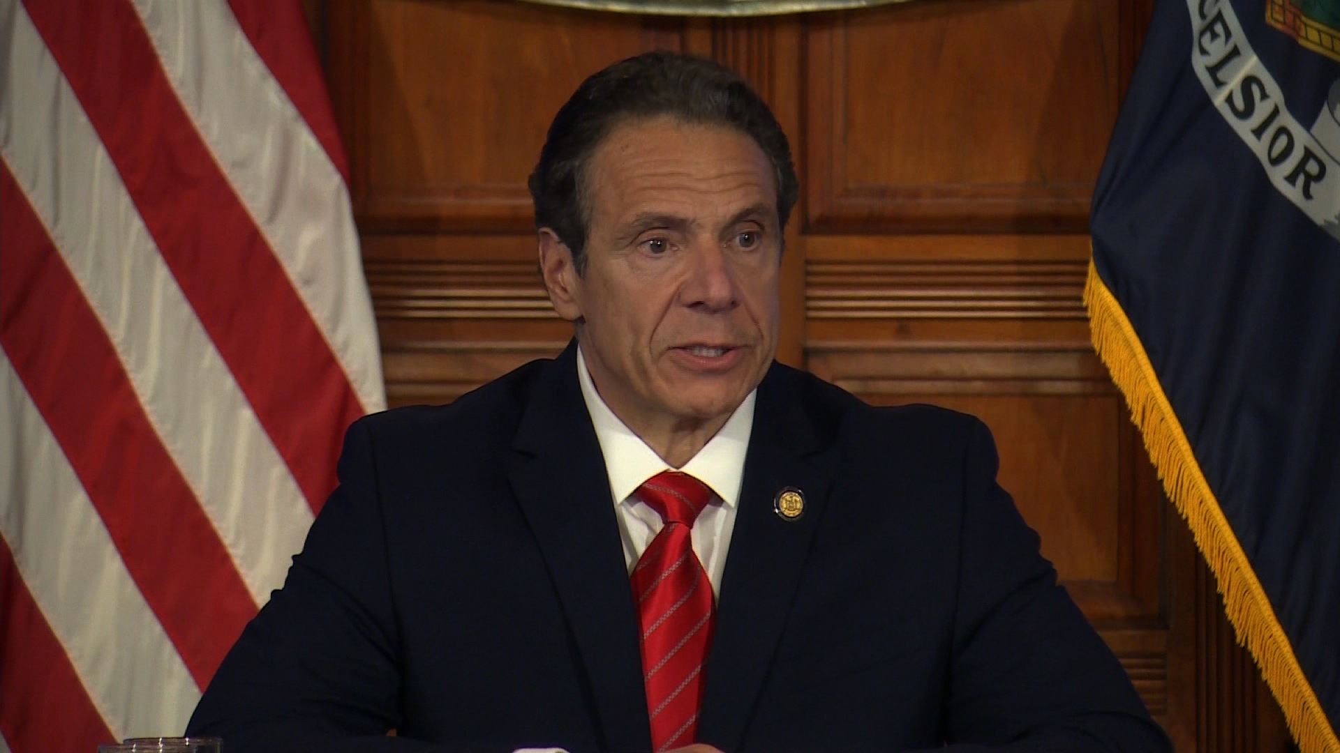 New York Gov. Andrew Cuomo speaks during a press briefing in Albany, New York, on May 1. 