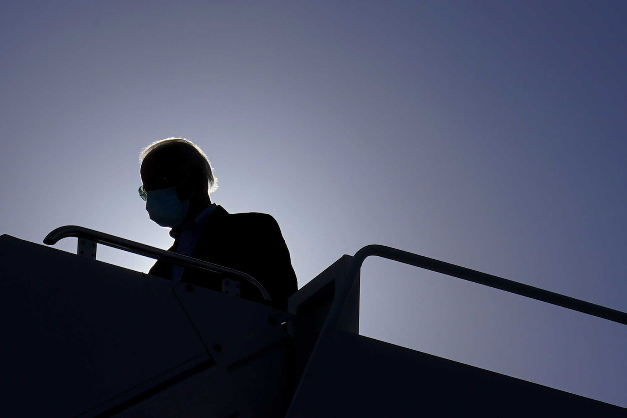 Democratic presidential candidate Joe Biden arrives on his campaign plane at Nashville International Airport on Thursday in Nashville. 