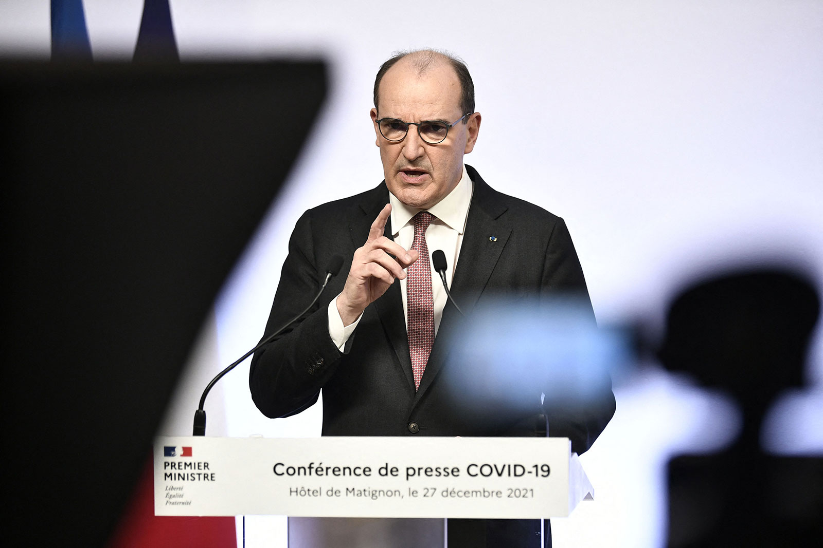 French Prime Minister Jean Castex speaks during a press conference on December 27.