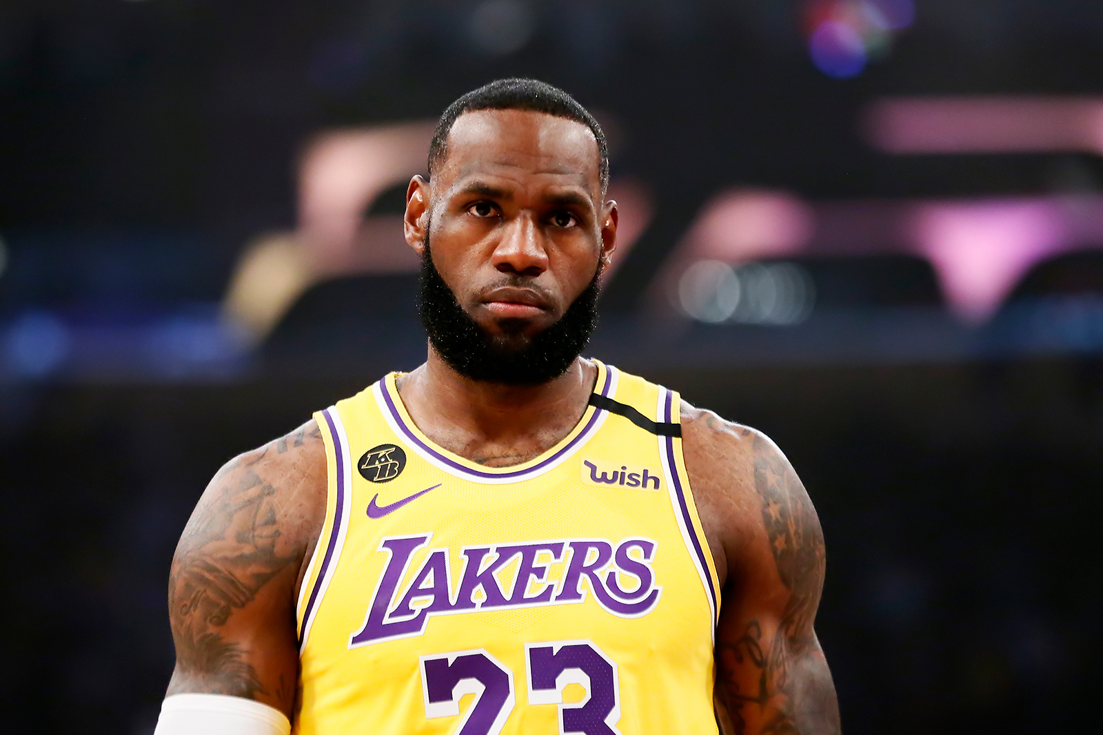LeBron James of the Los Angeles Lakers looks on during a game against the Brooklyn Nets at the Staples Center in Los Angeles on March 10.