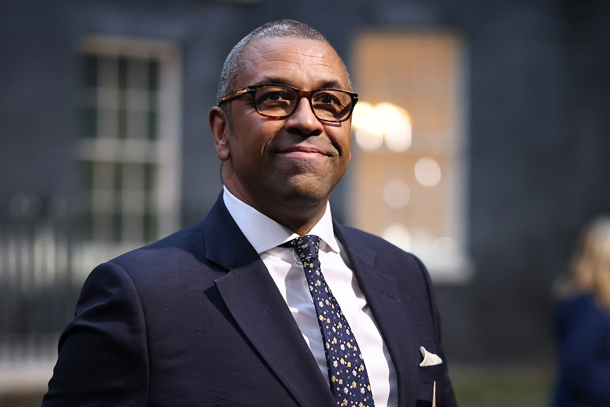 James Cleverly leaves Downing Street on September 6, in London, England. 