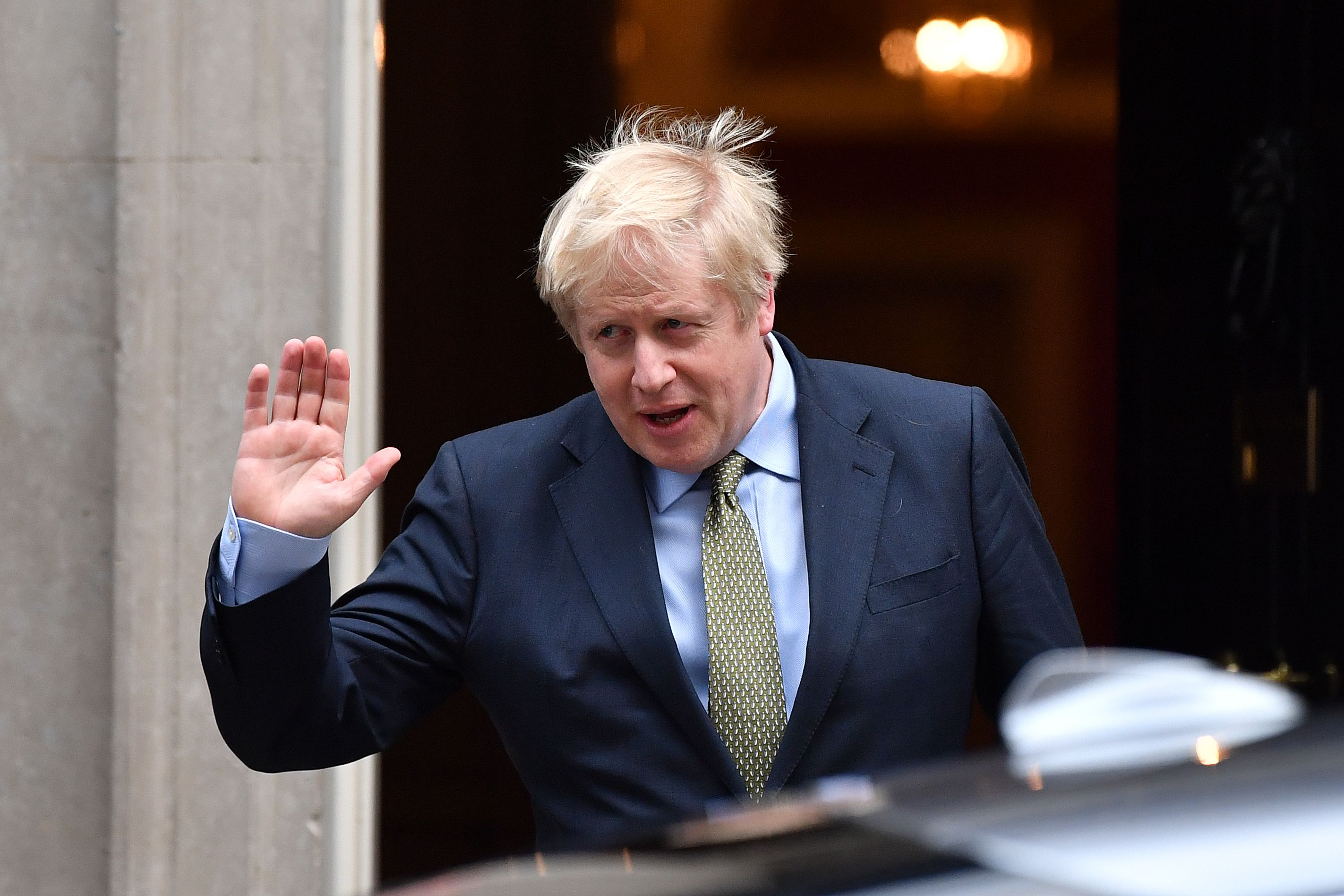 Boris Johnson leaves Downing Street on his way to the Palace.