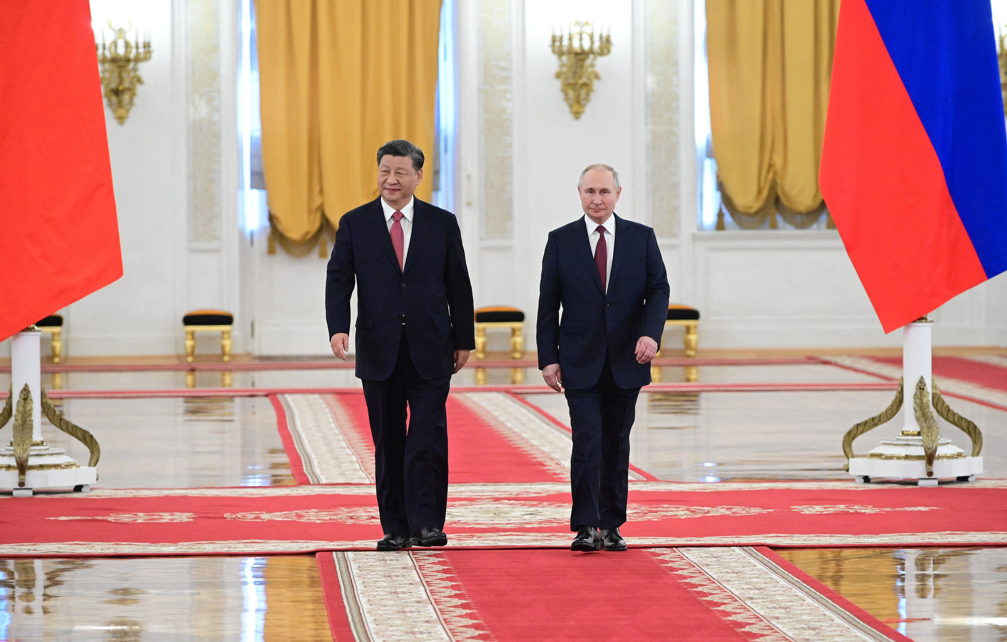 Russian President Vladimir Putin meets with Chinese leader Xi Jinping at the Kremlin in Moscow on Tuesday.