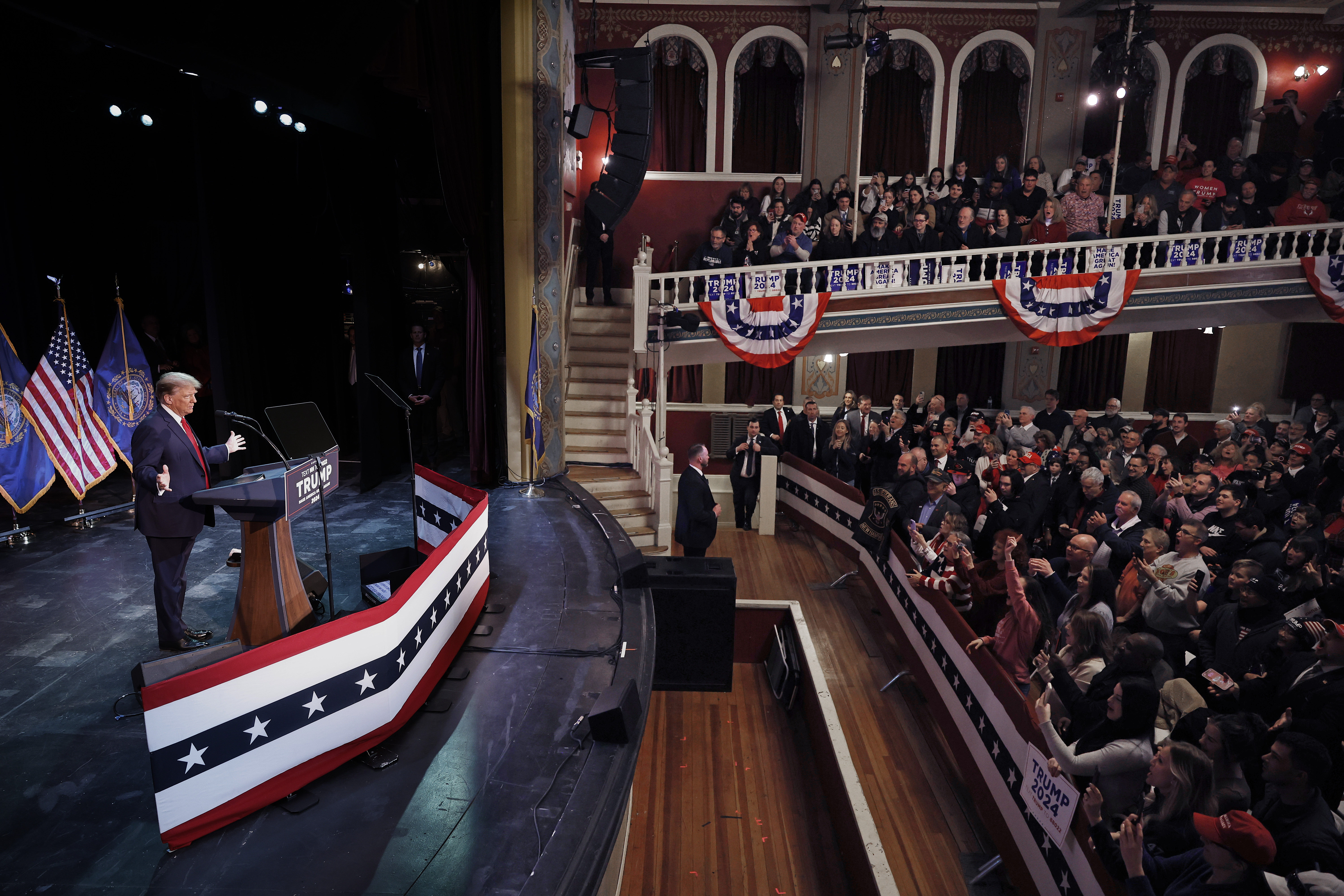 Former President Donald Trump speaks during a campaign rally in Rochester, New Hampshire, on January 21.