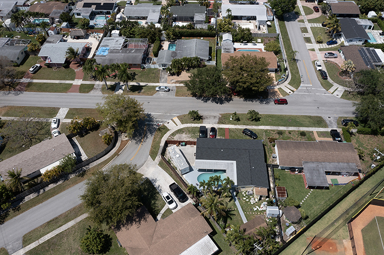 Homes sit on lots in a neighborhood on April 20 in Cutler Bay, Florida.