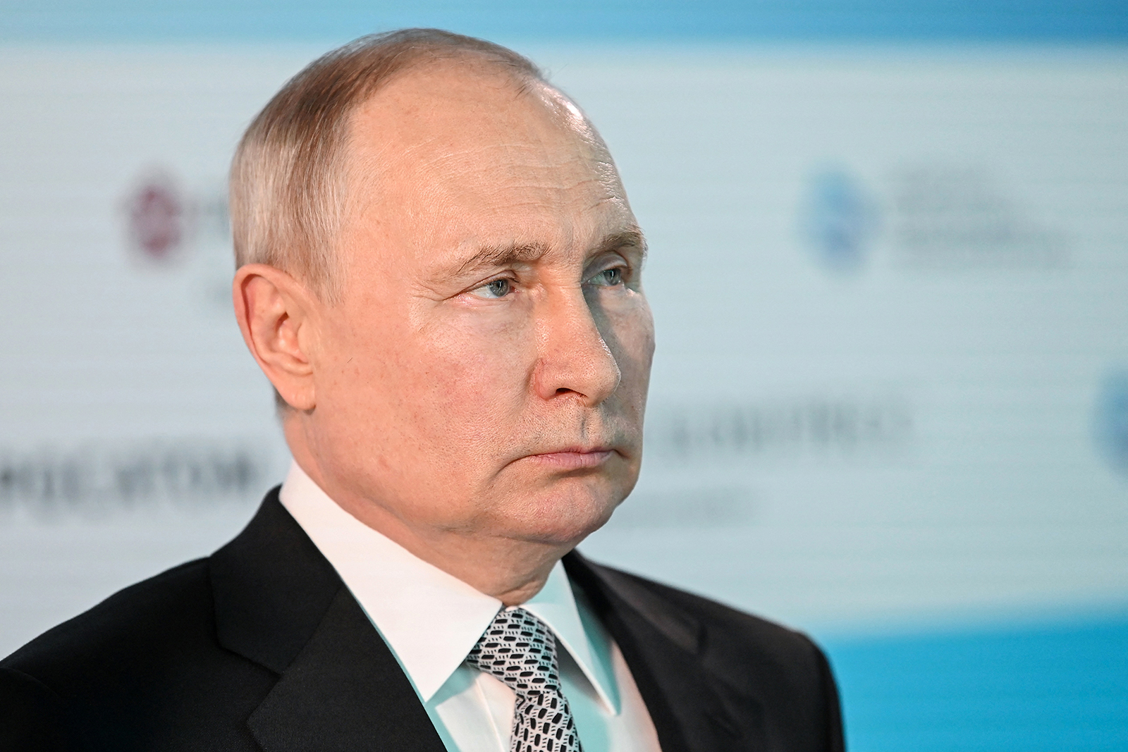 Vladimir Putin visits an exhibition in Moscow on July 13.
