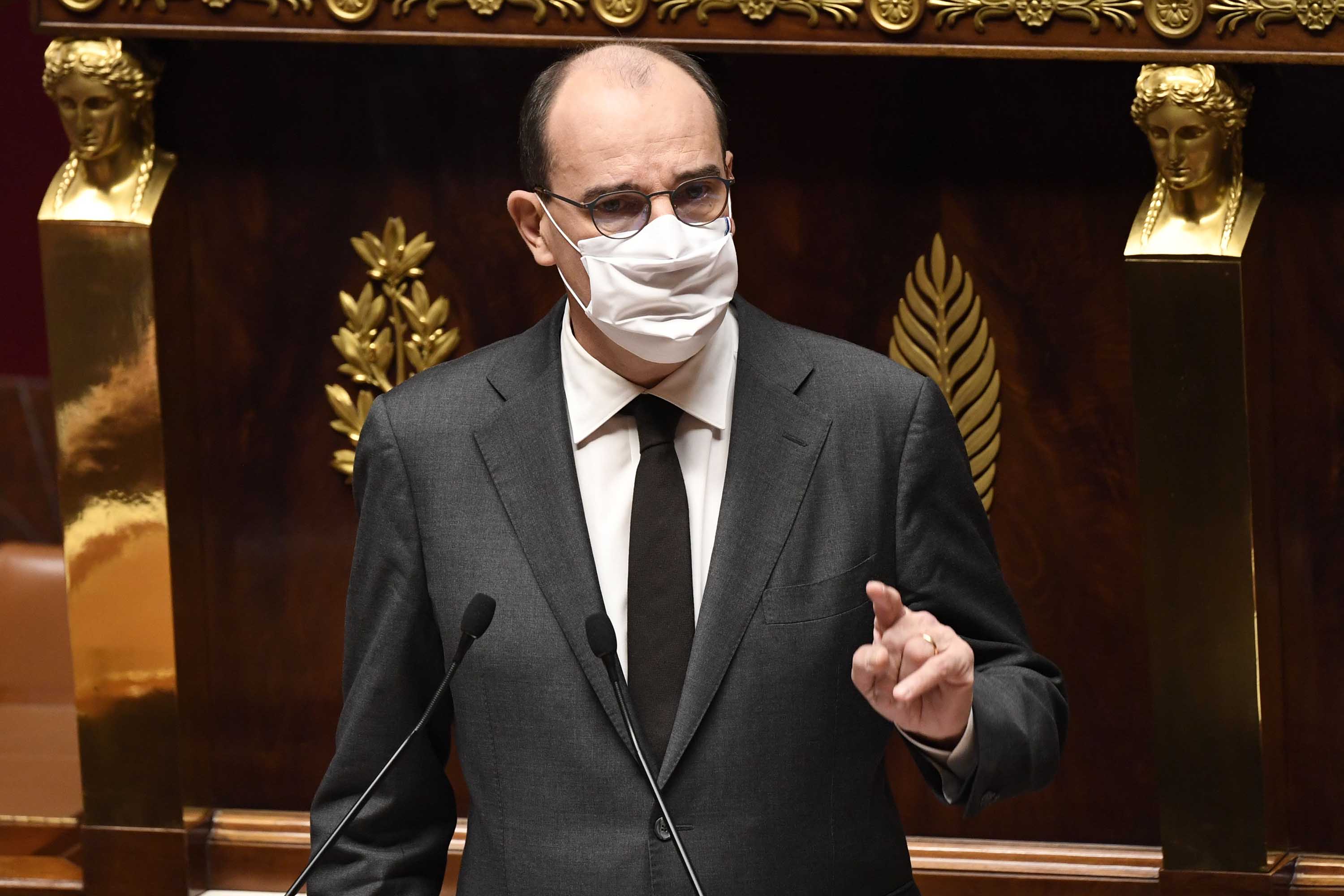 French Prime Minister Jean Castex speaks at the National Assembly in Paris on October 29.