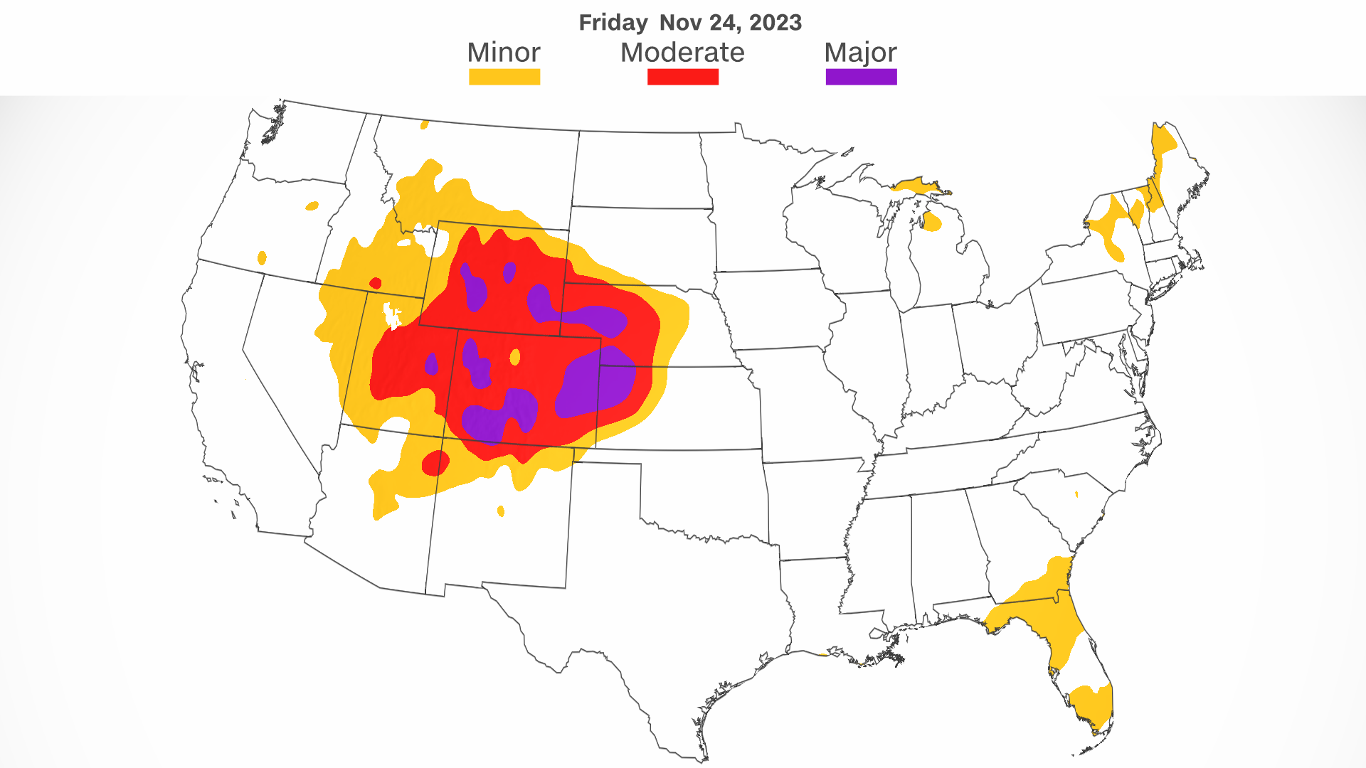 A storm will impact travel across the Rockies on Friday.