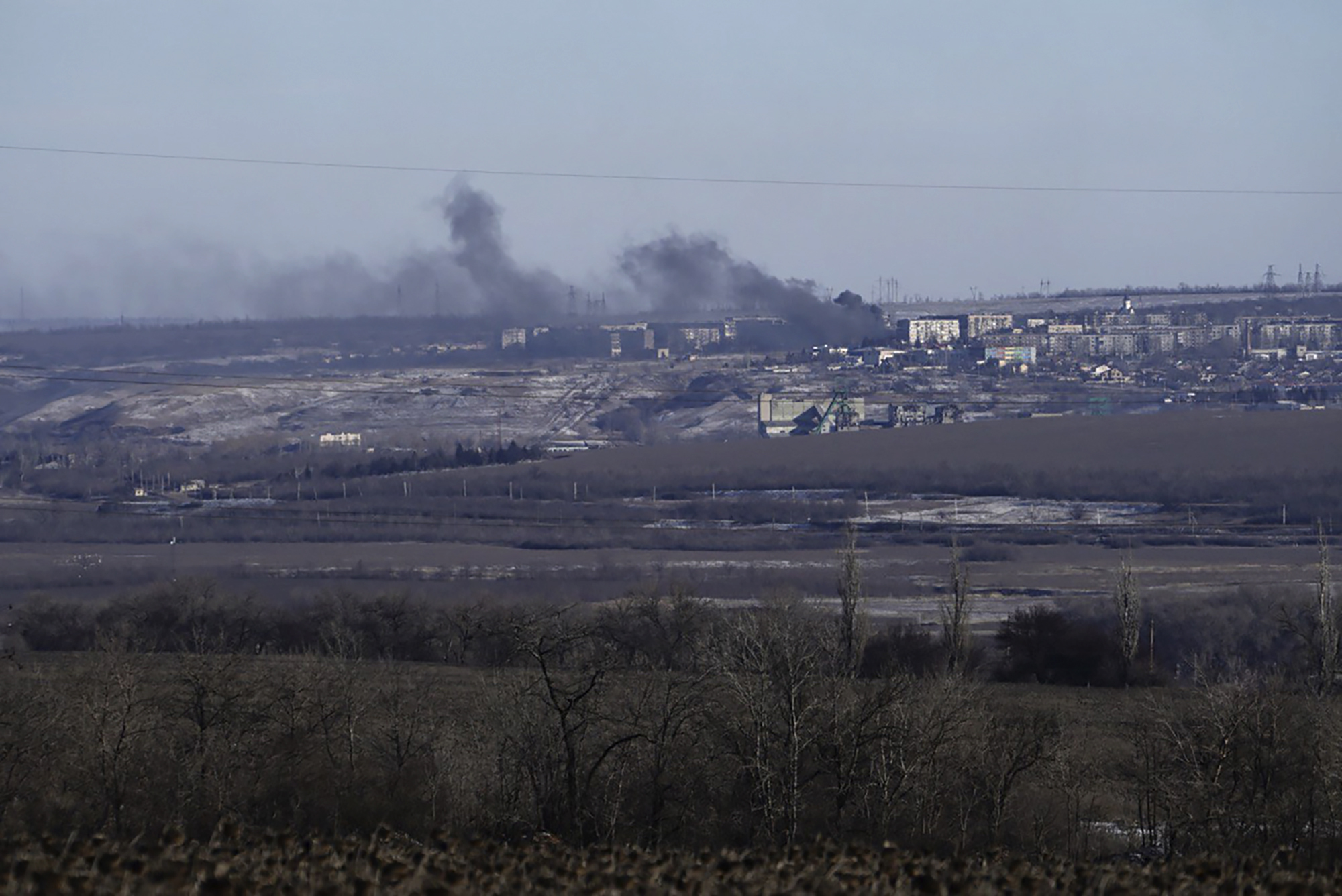 Smoke billows during fighting between Ukrainian and Russian forces in Soledar, Donetsk region, Ukraine, on January 11.