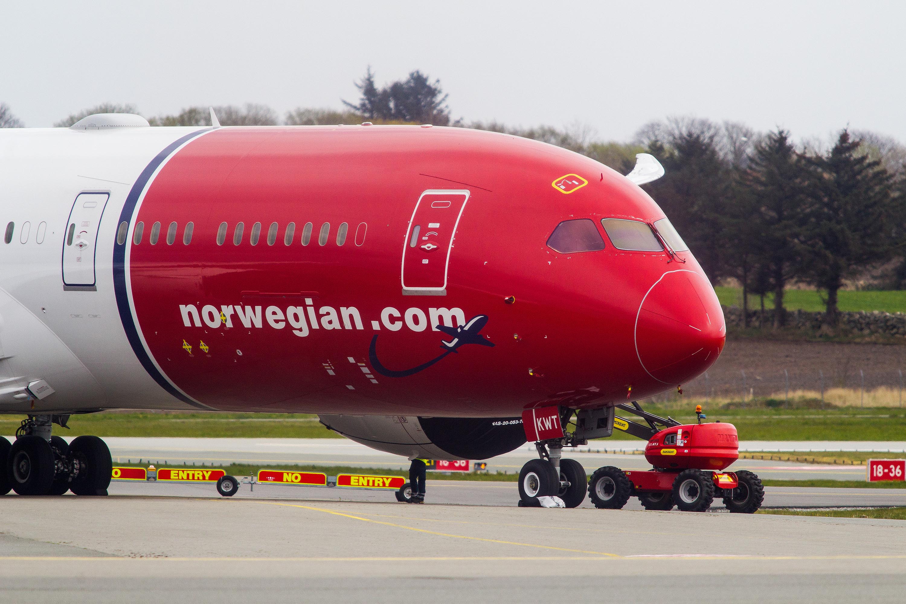 A Norwegian Air passenger aircraft is pictured at Norway's Stavanger Airport in April.