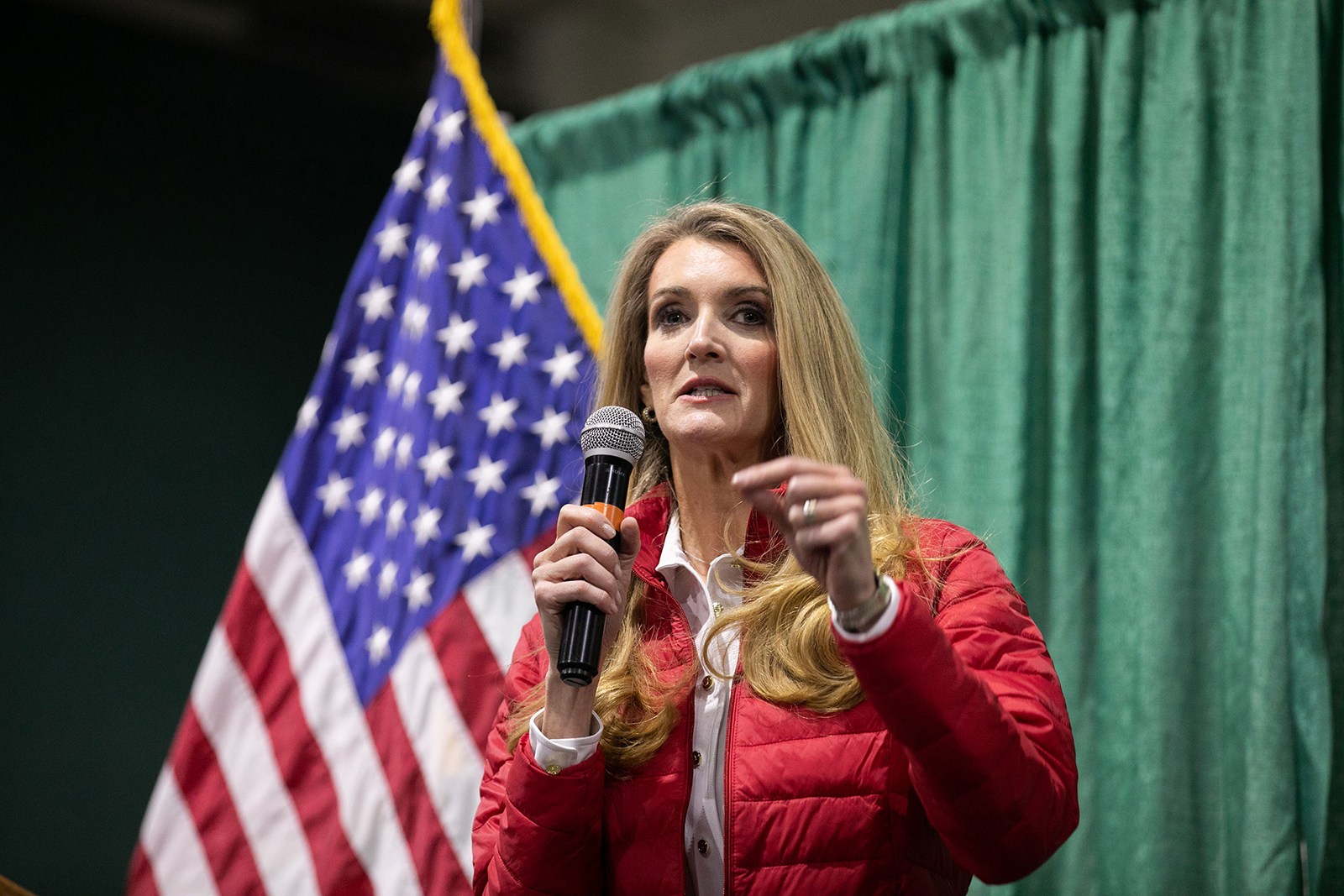 Sen. Kelly Loeffler (R-GA) speaks to the crowd of supporters during a 