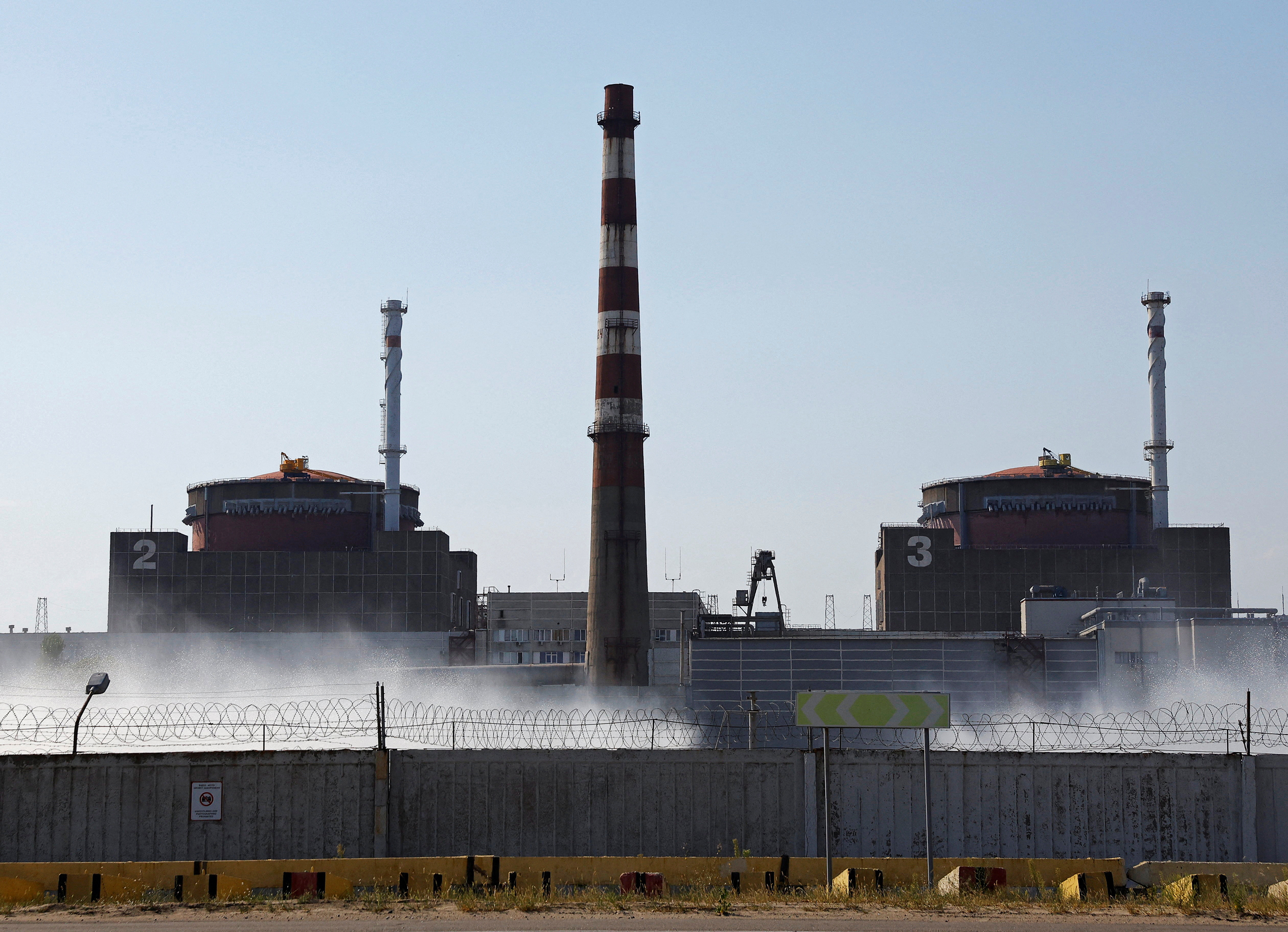 A view shows the Zaporizhzhia Nuclear Power Plant on August 30.