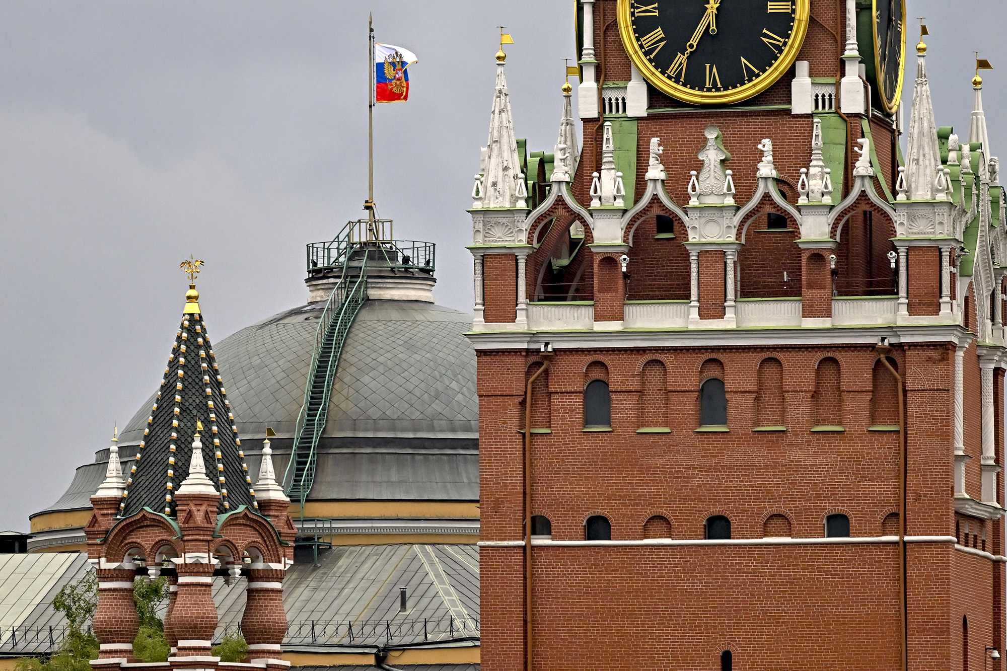 A view of the Kremlin, with damage visible on the dome section, after the drone attack in Moscow, Russia on May 3.