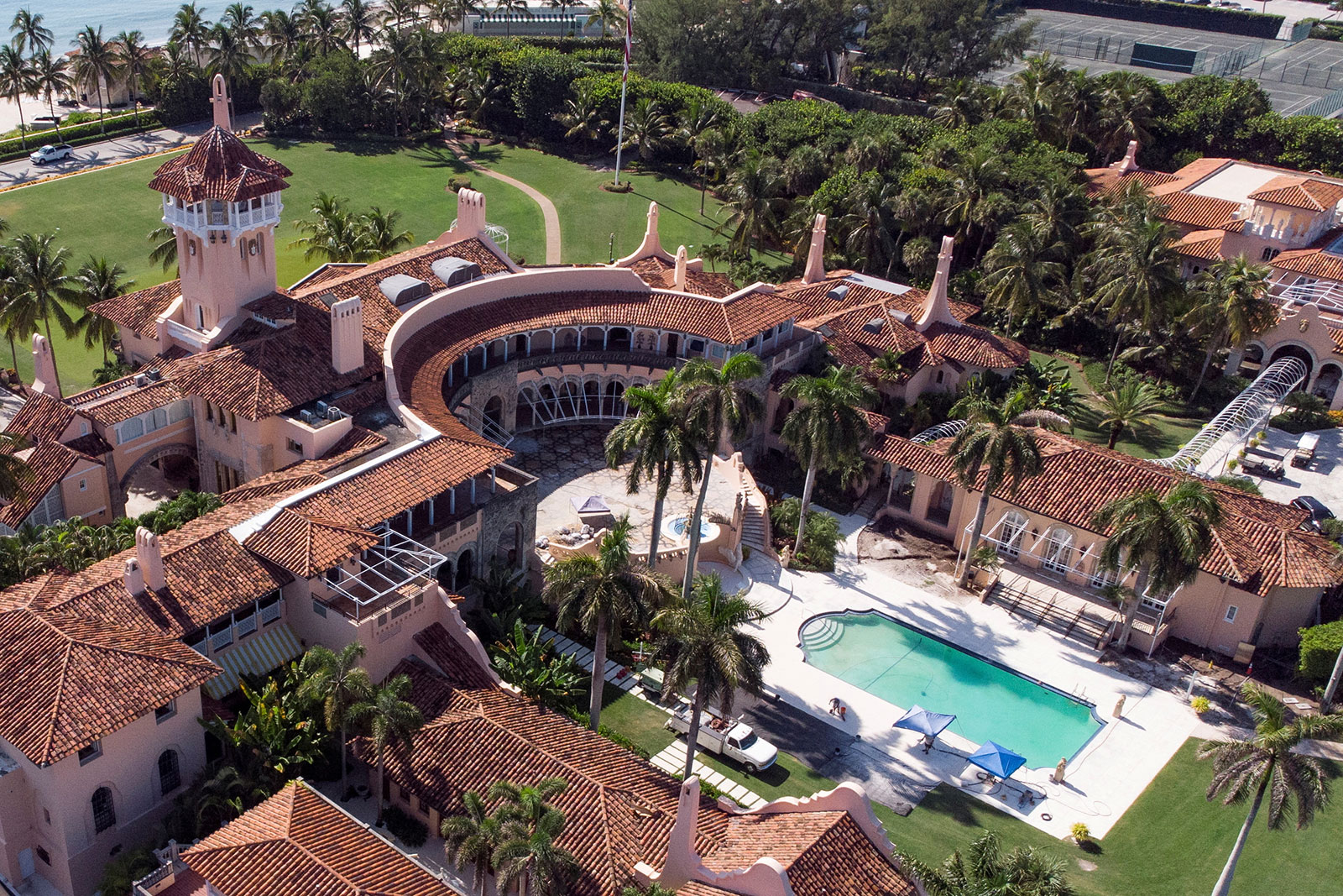 An aerial view of former President Donald Trump's Mar-a-Lago home on August 15. 