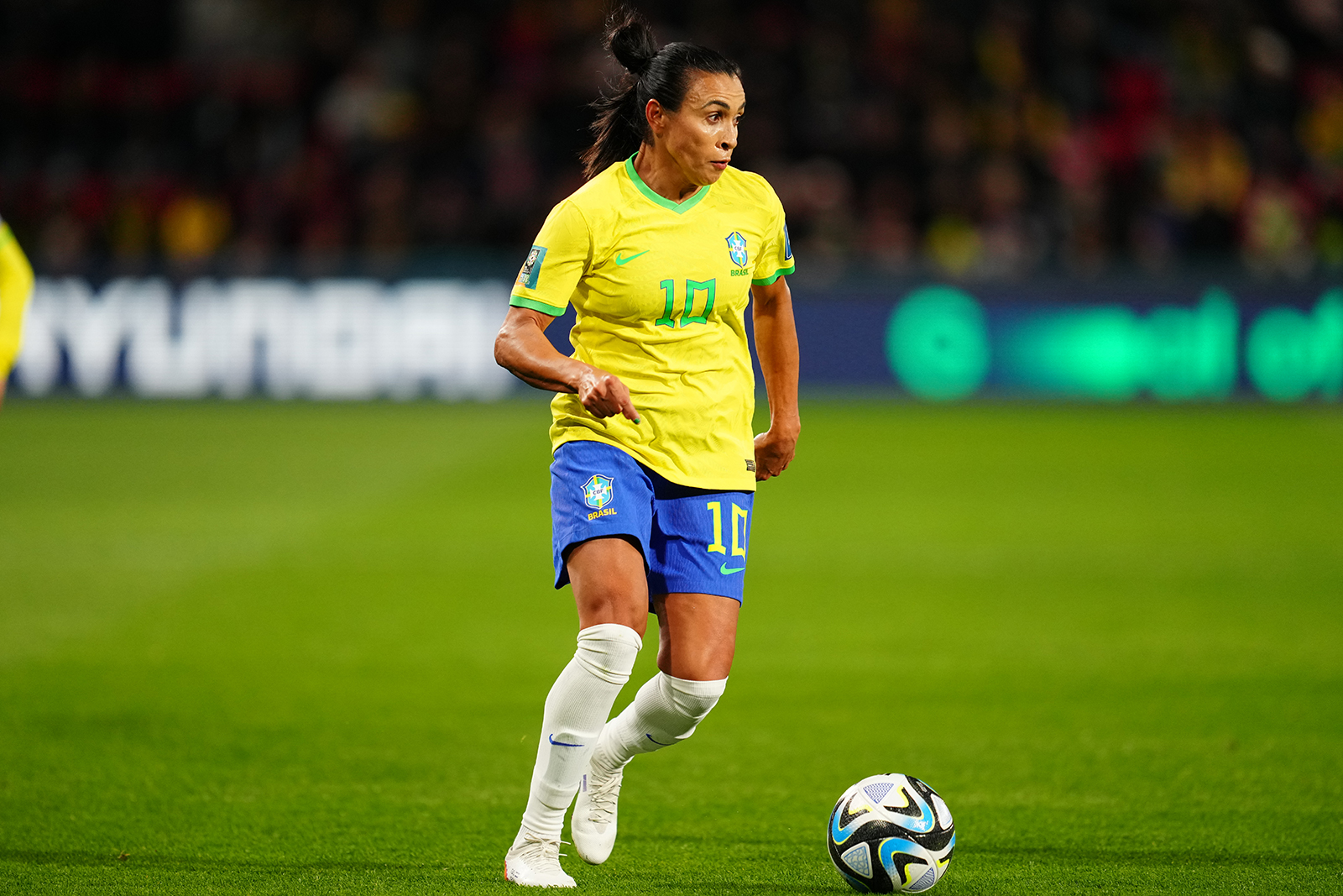 Marta of Brazil controls the ball during the match against Panama in Adelaide, Australia on July 24.