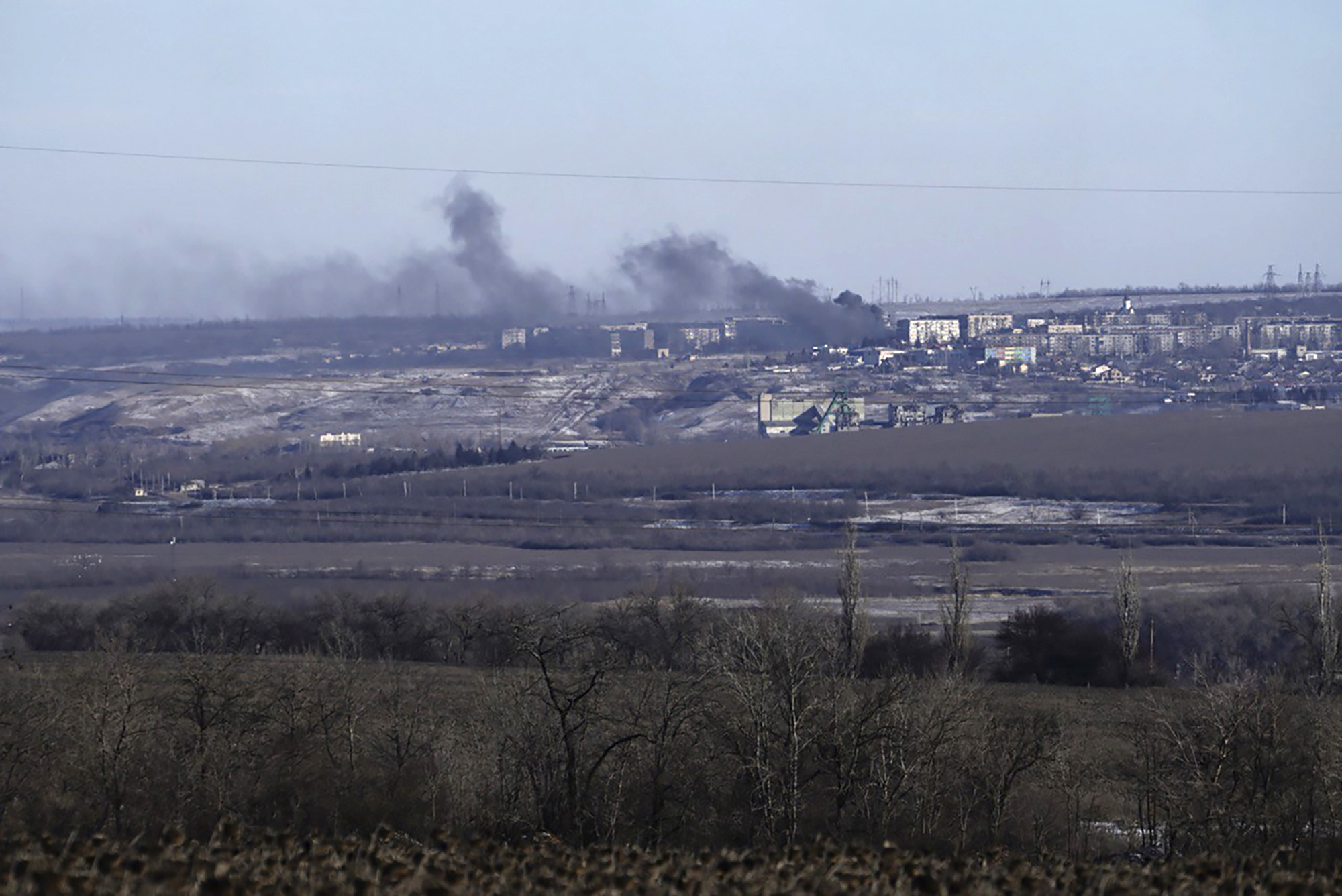 Smoke billows during fighting in Soledar, Donetsk region, Ukraine, on January 11.