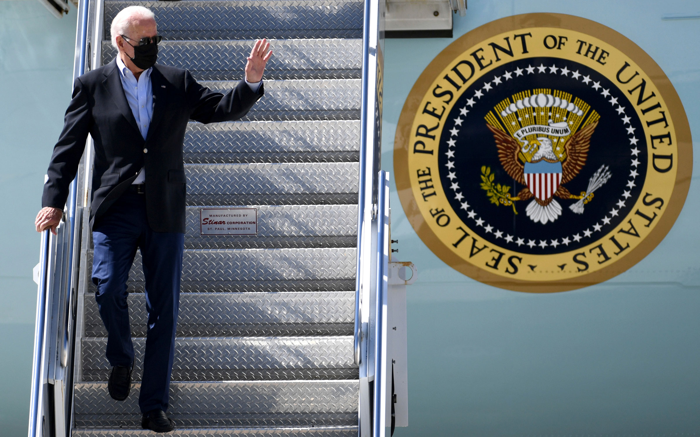 President Joe Biden arrives in New York on Tuesday.