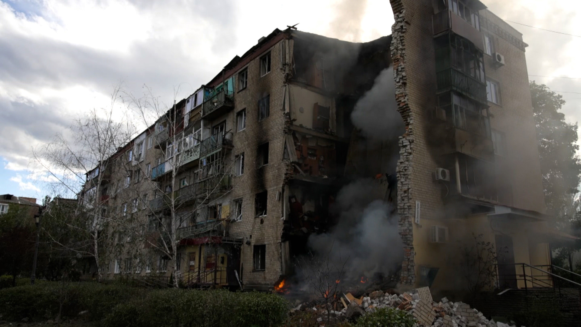 The city of Bakhmut, Ukraine is seen following a battle that has heated up recently. 