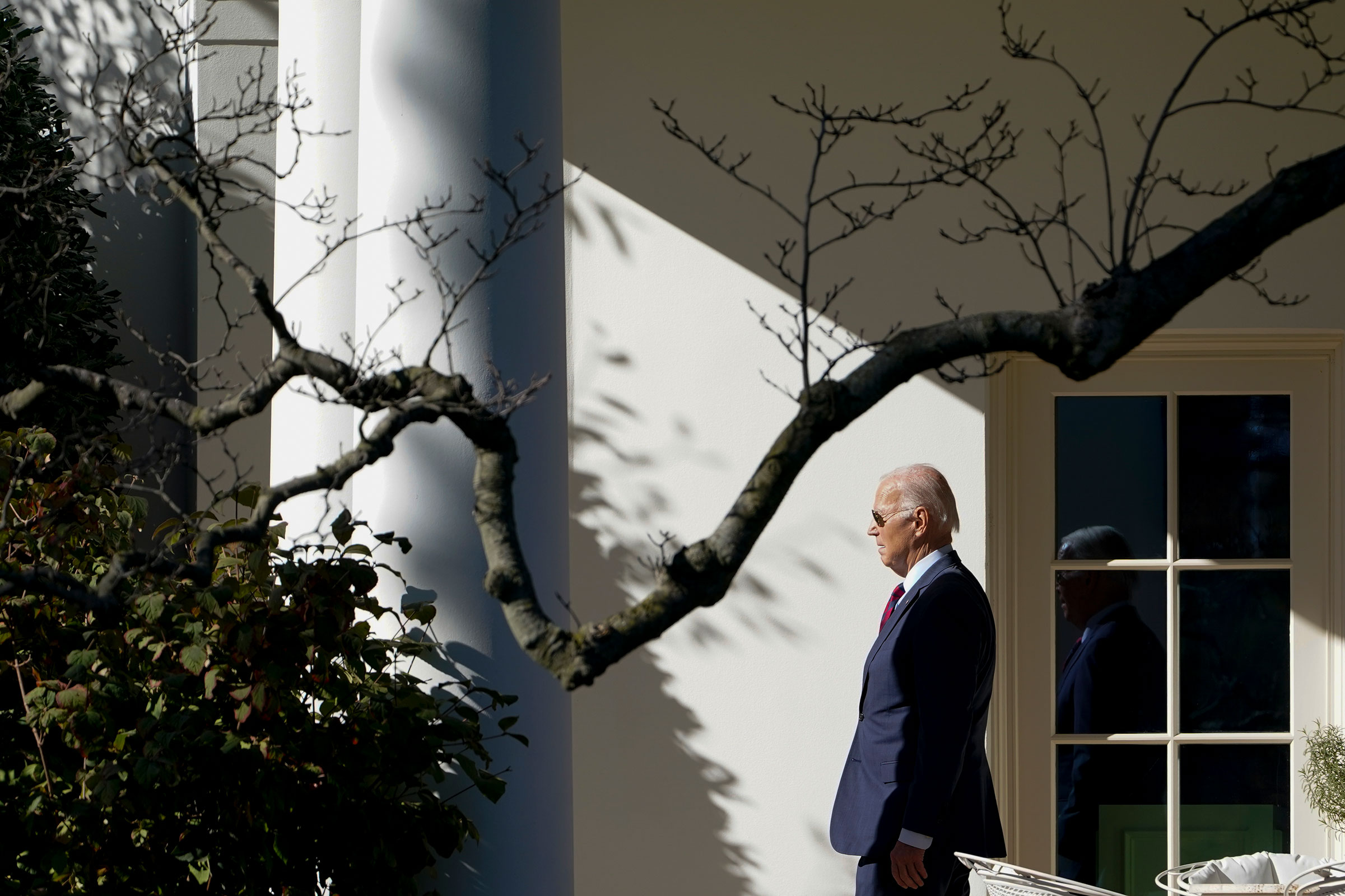President Joe Biden walks out of the Oval Office and heads to the South Lawn at the White House in Washington, DC, on Tuesday. 