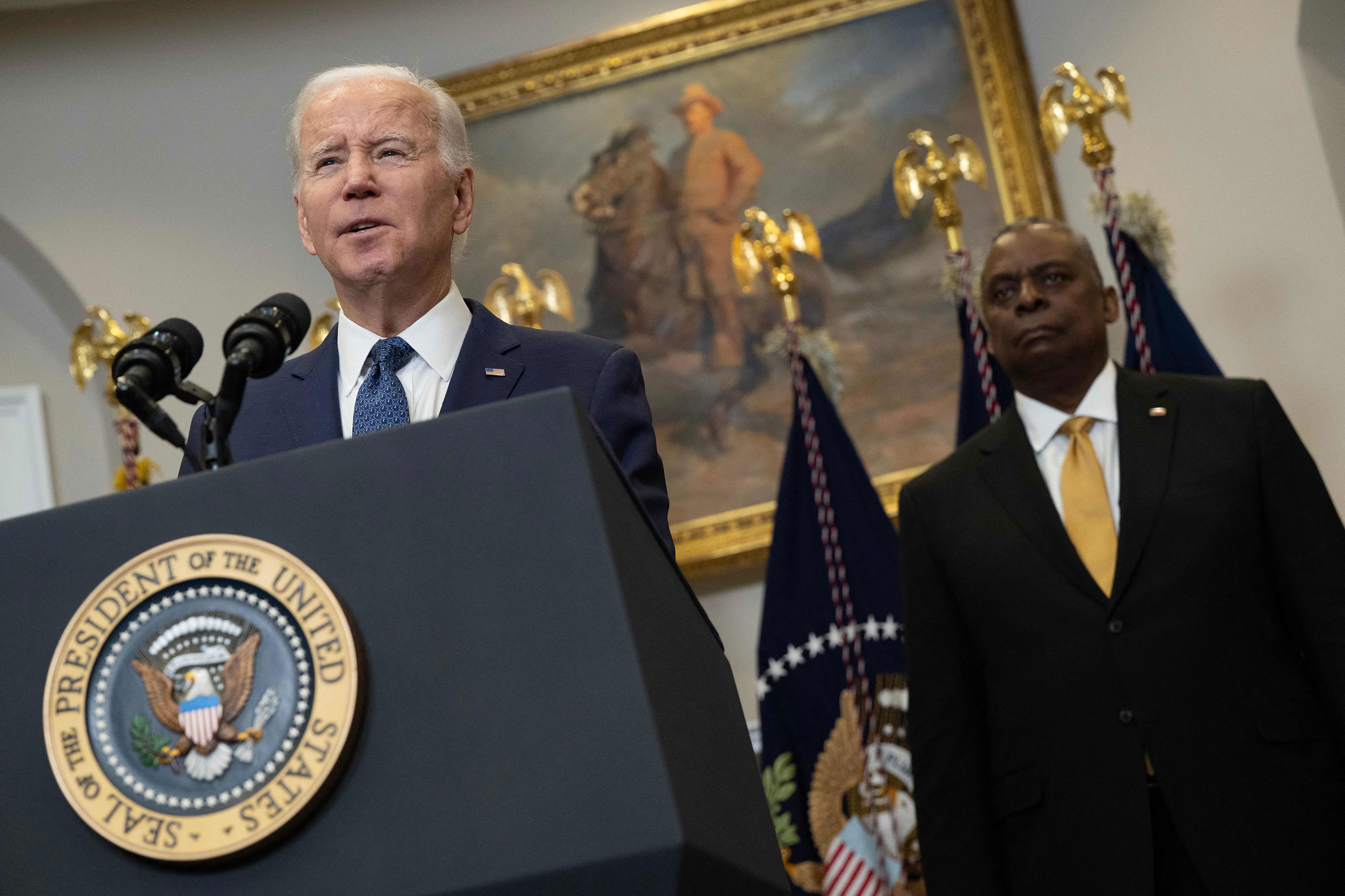 US President Joe Biden speaks about the continued support of Ukraine in its fight against Russia at the White House in Washington, DC, on Wednesday, January 25. 