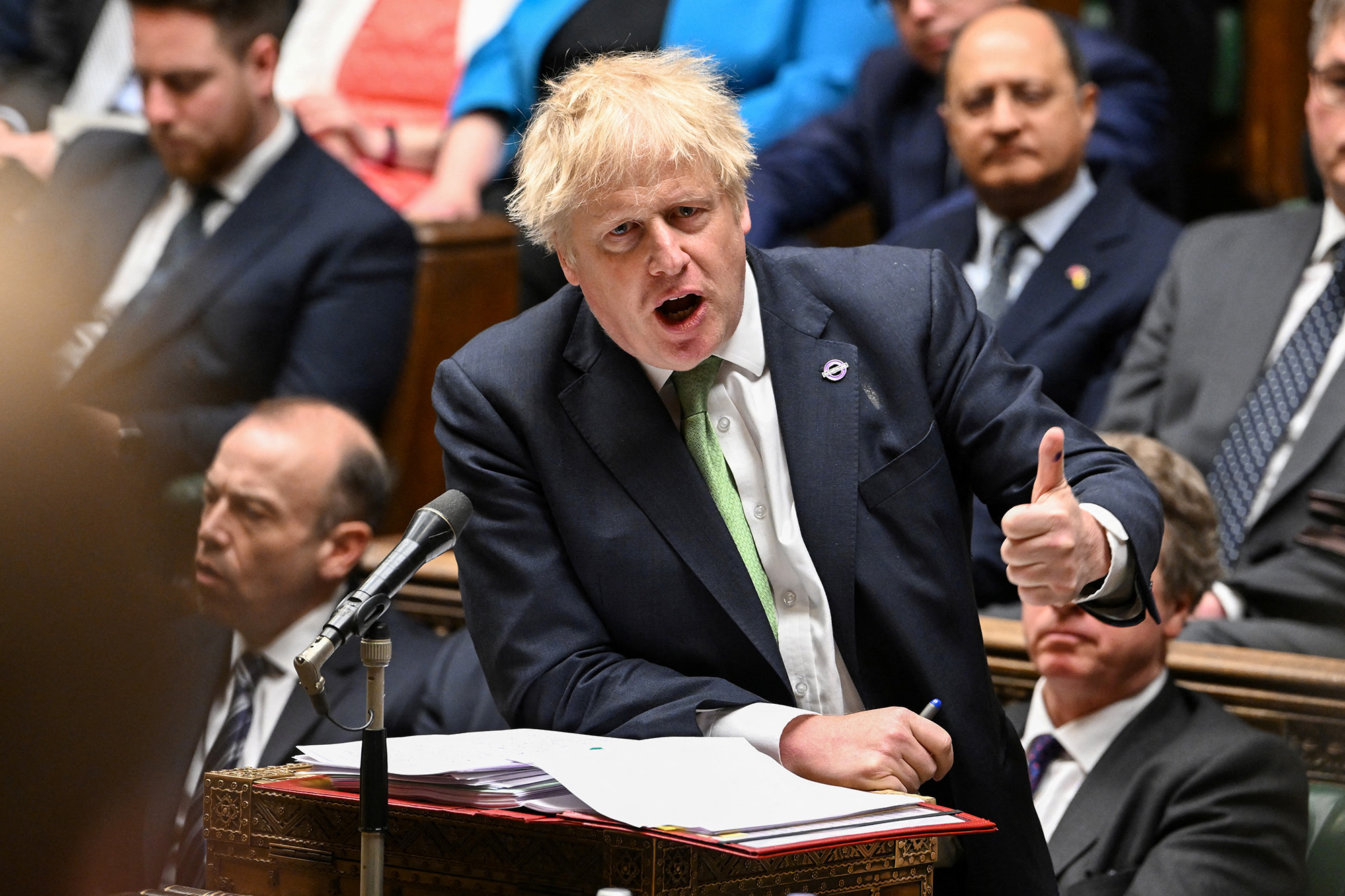 British Prime Minister Boris Johnson speaks as he takes questions at the House of Commons, in London, England, on May 18.