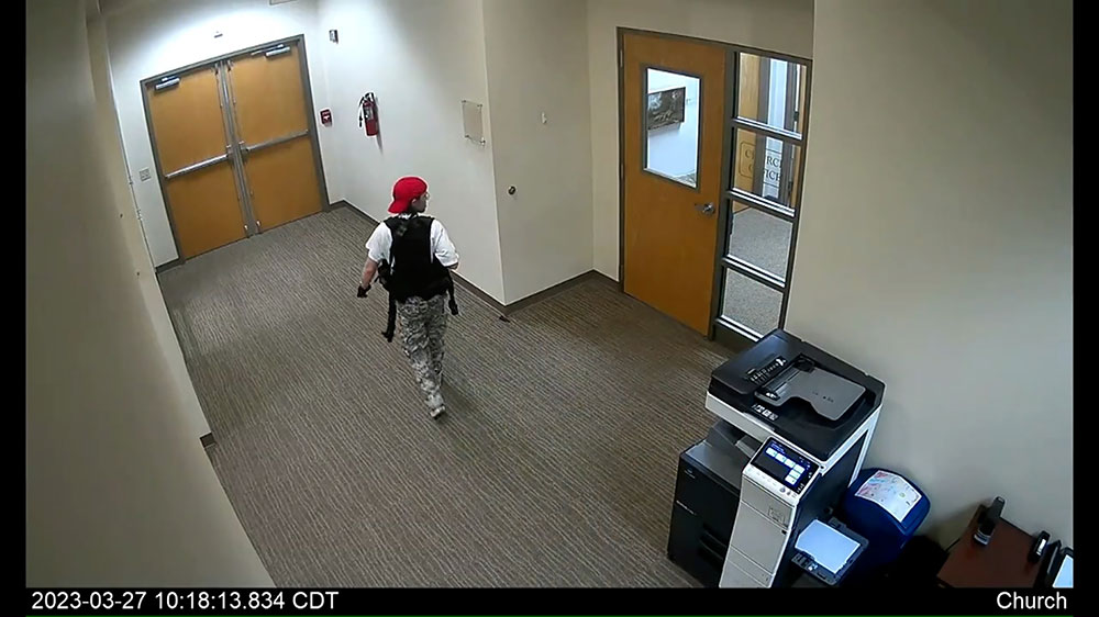 Surveillance footage shows Hale inside the building. 
